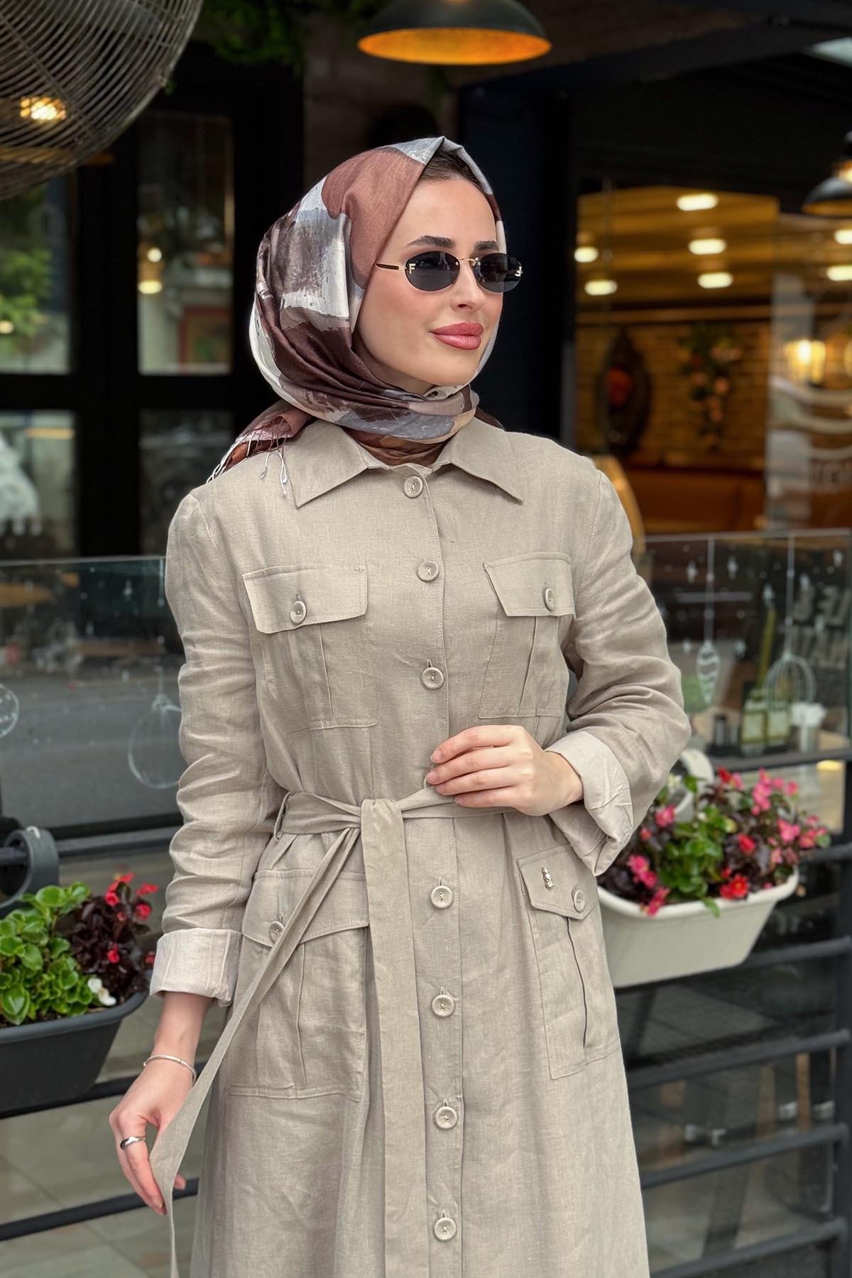 MİSS DALİDA Keten Ceket 2268287 Vizon