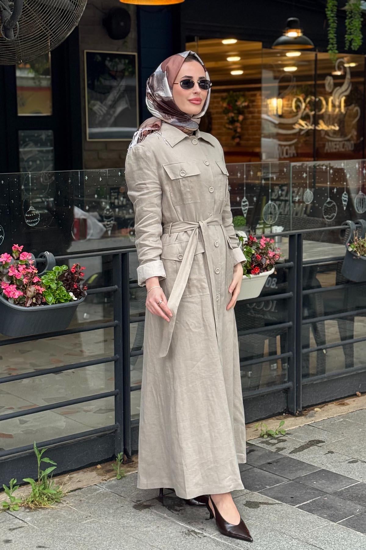 MİSS DALİDA Keten Ceket 2268287 Vizon