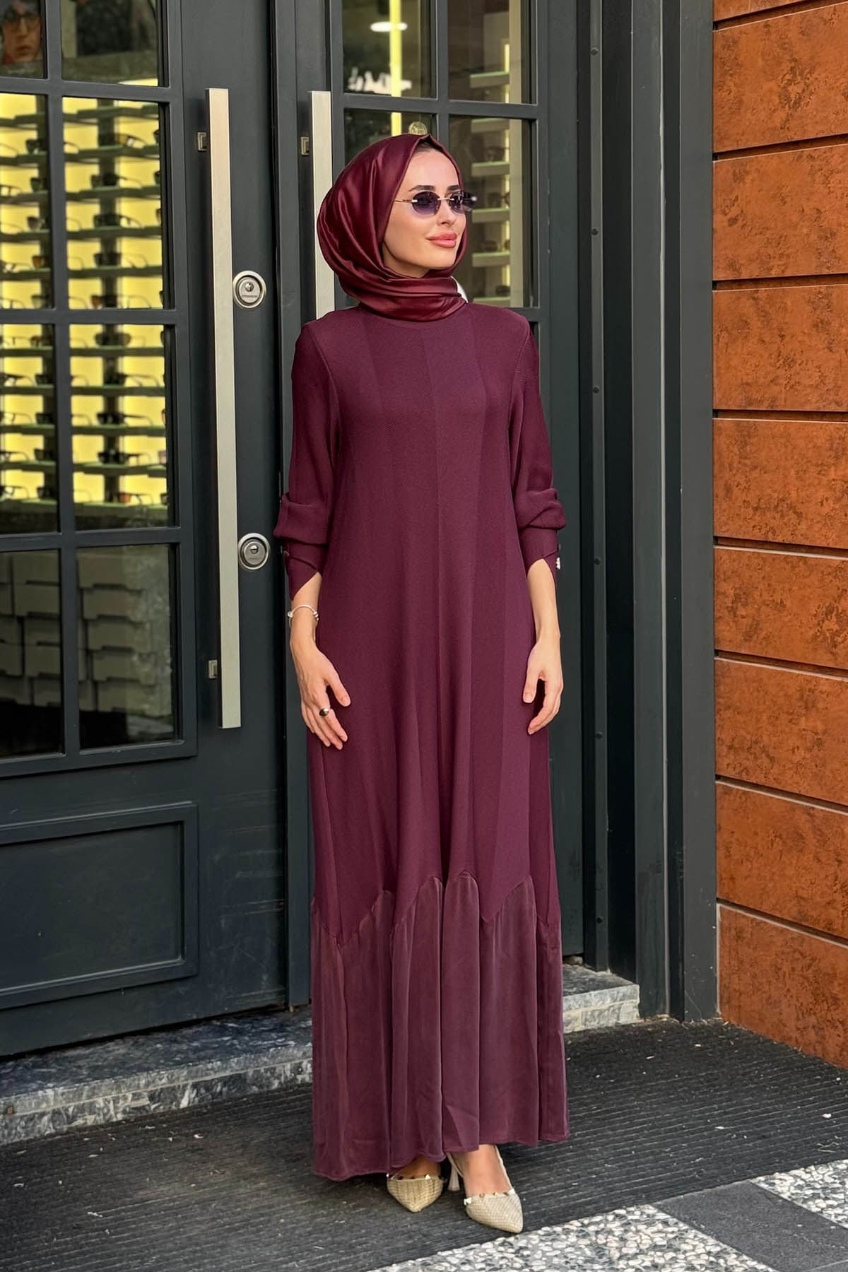 MİSS DALİDA Triko Elbise 3264005 Mürdüm