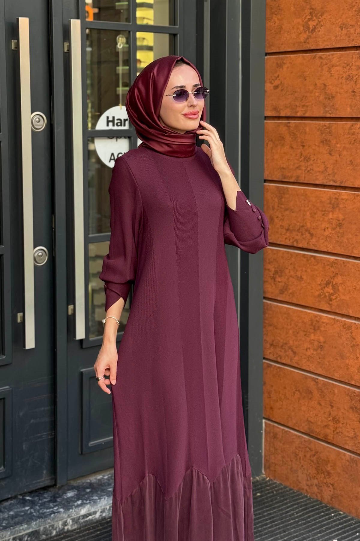 MİSS DALİDA Triko Elbise 3264005 Mürdüm