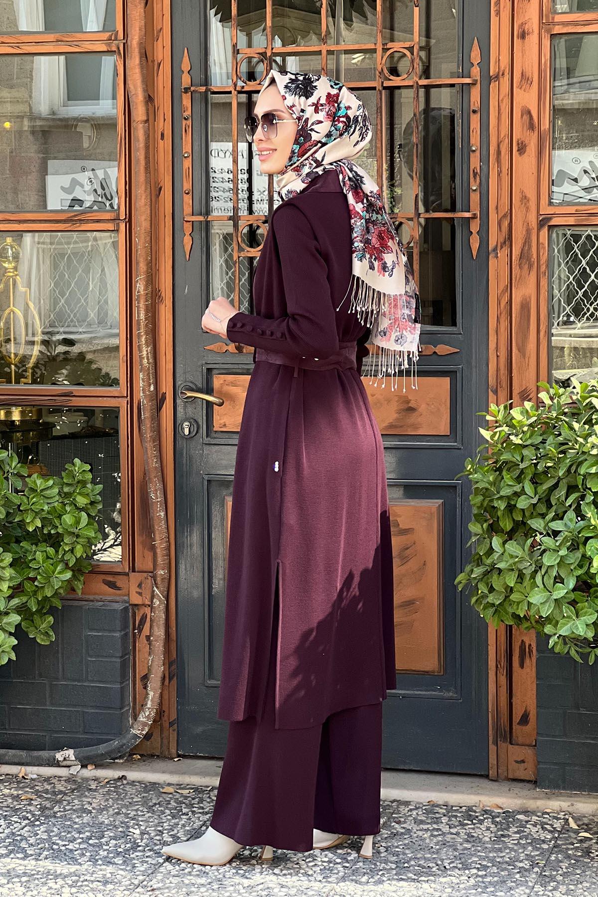 MİSS DALİDA Triko Yelek T25K-1000 Patlıcan Moru