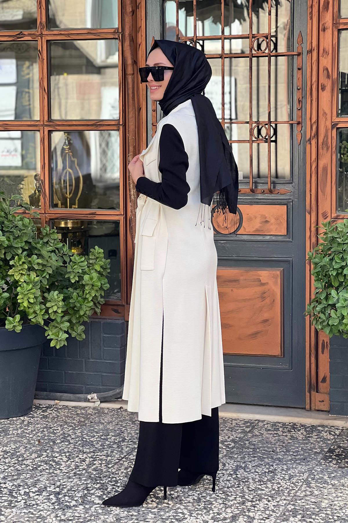 MİSS DALİDA Triko Yelek T25K-1012 Ekru