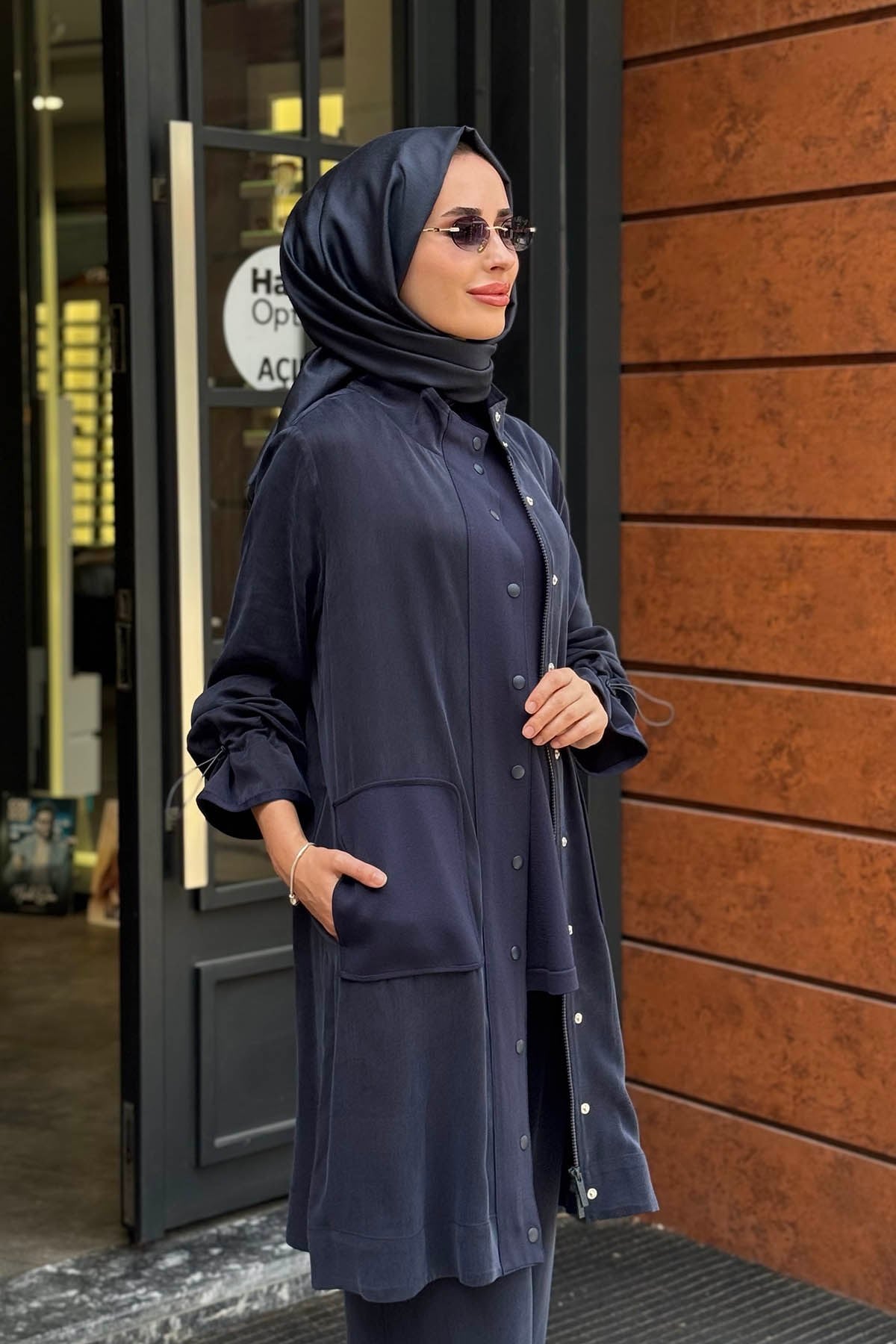 MİSS DALİDA Uzun Ceket 3268804 Lacivert