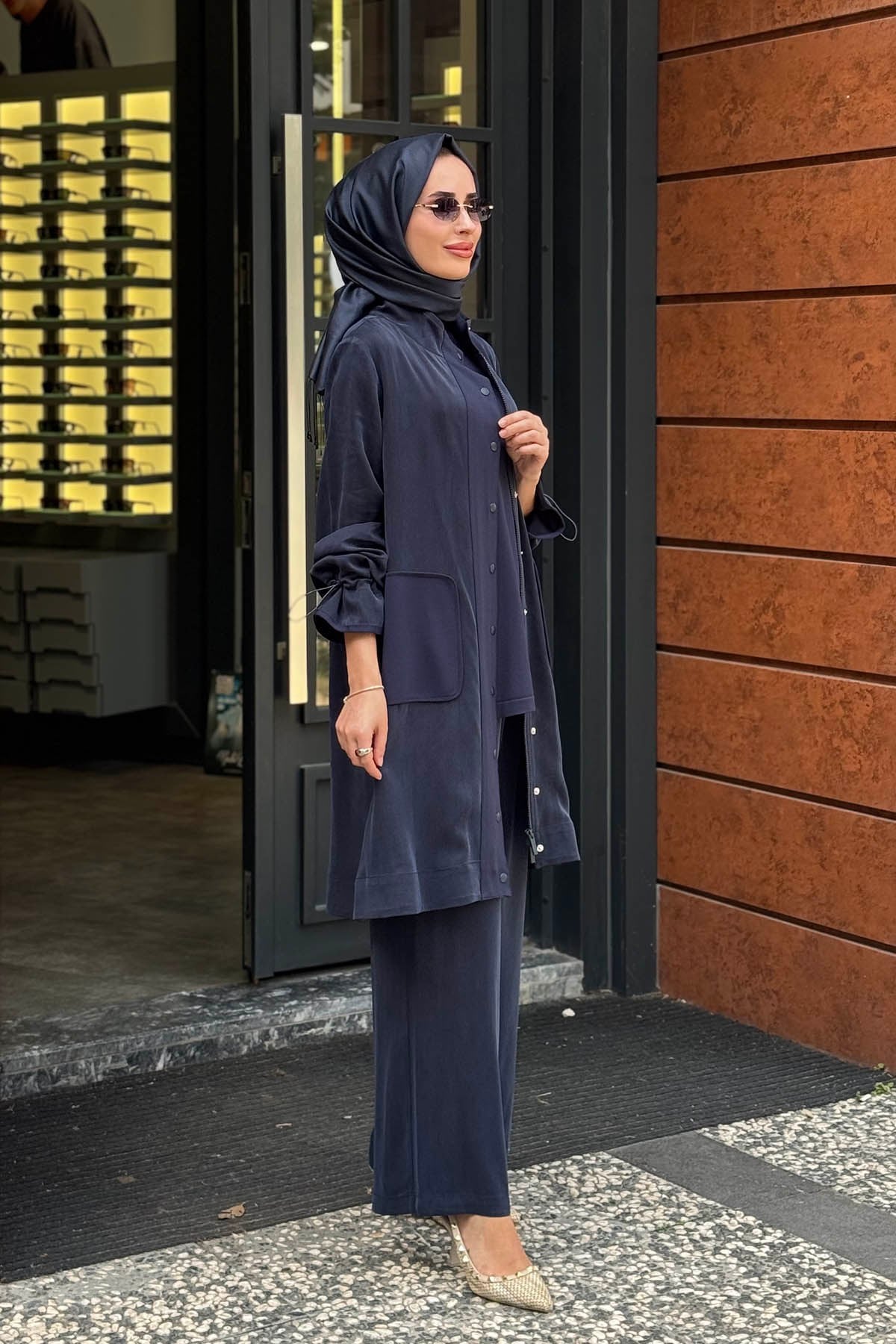 MİSS DALİDA Uzun Ceket 3268804 Lacivert