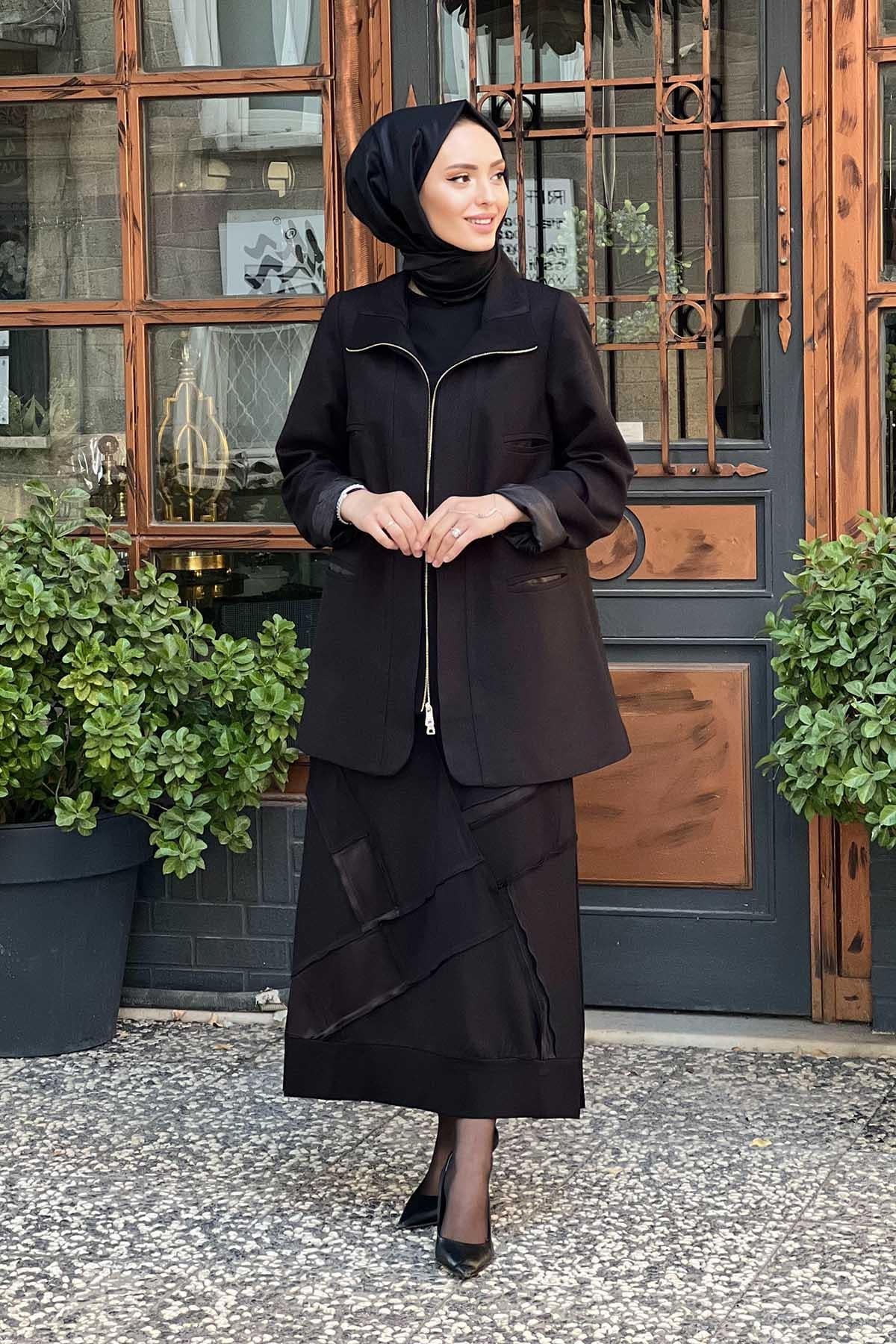 MissWhence Patchwork Etek 36923 Siyah