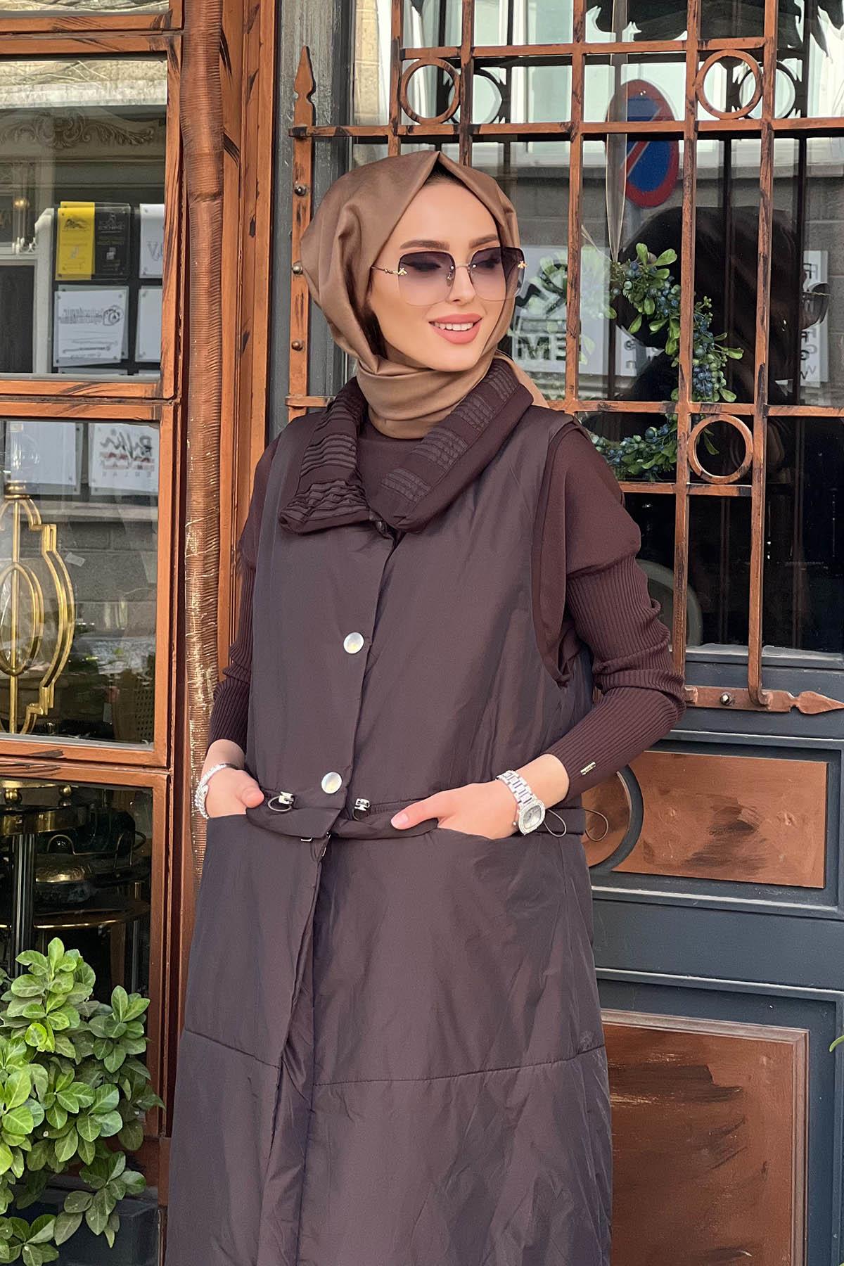 MissWhence Yelek 36702 Kahverengi