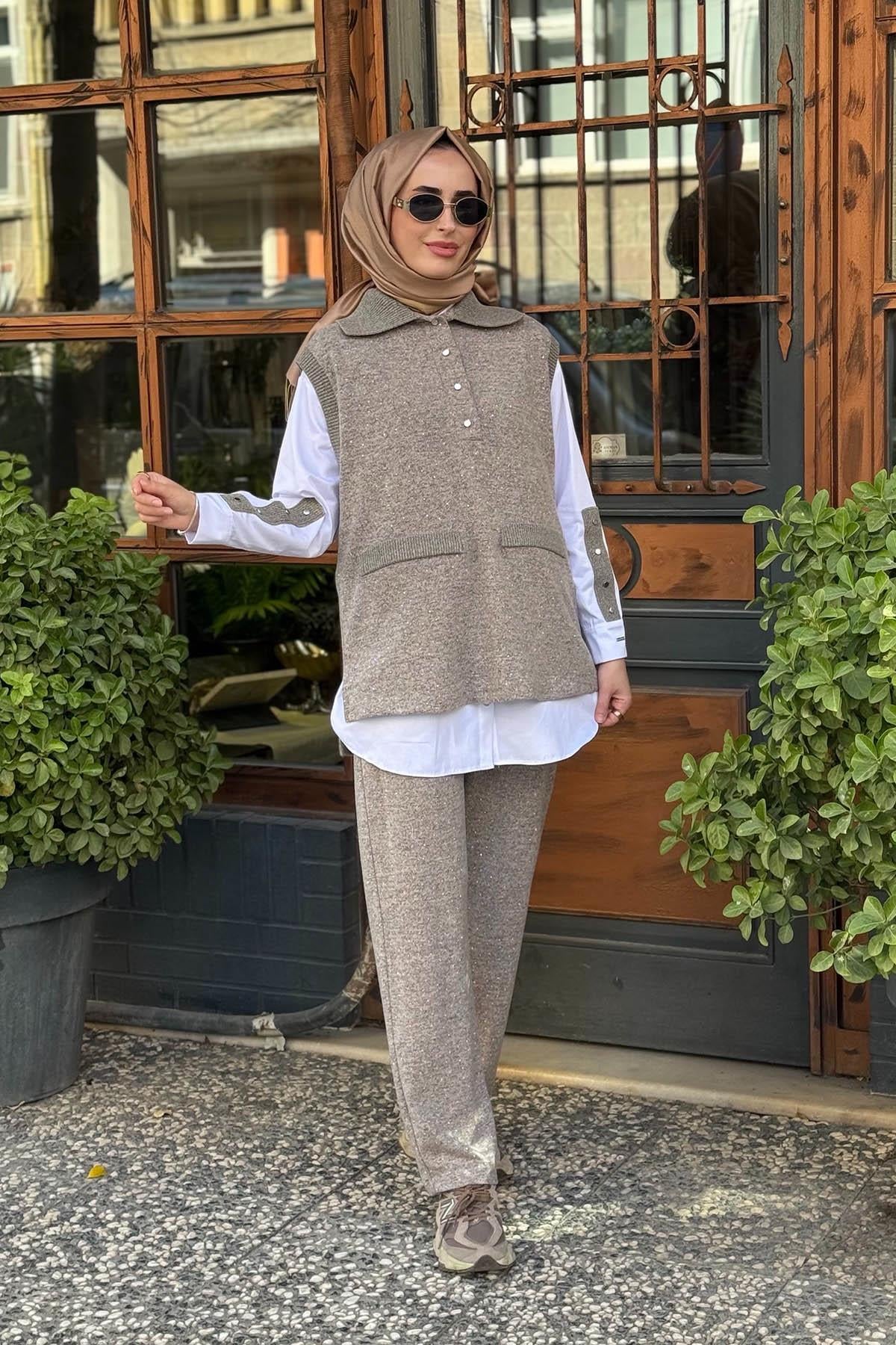 Moodbasic 3 lü Pantolonlu Takım MB24.691 Kahve