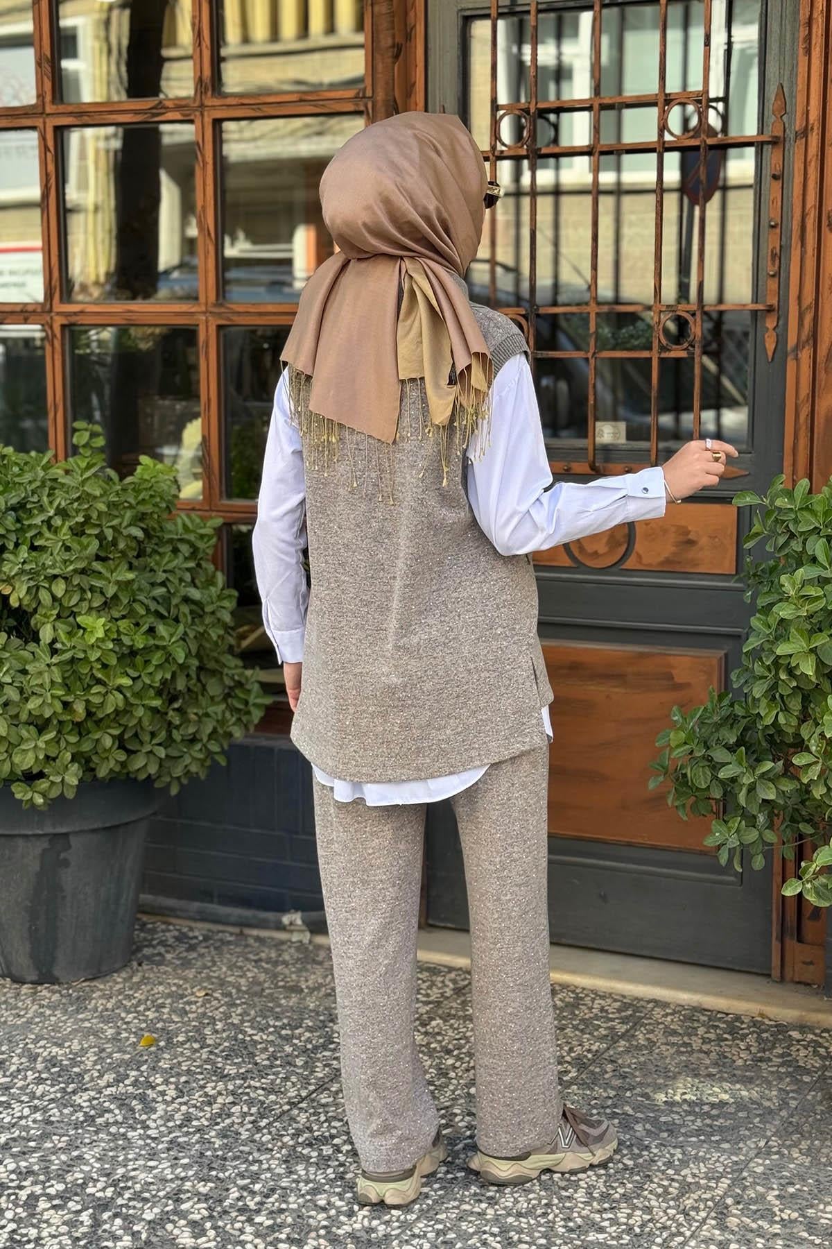 Moodbasic 3 lü Pantolonlu Takım MB24.691 Kahve