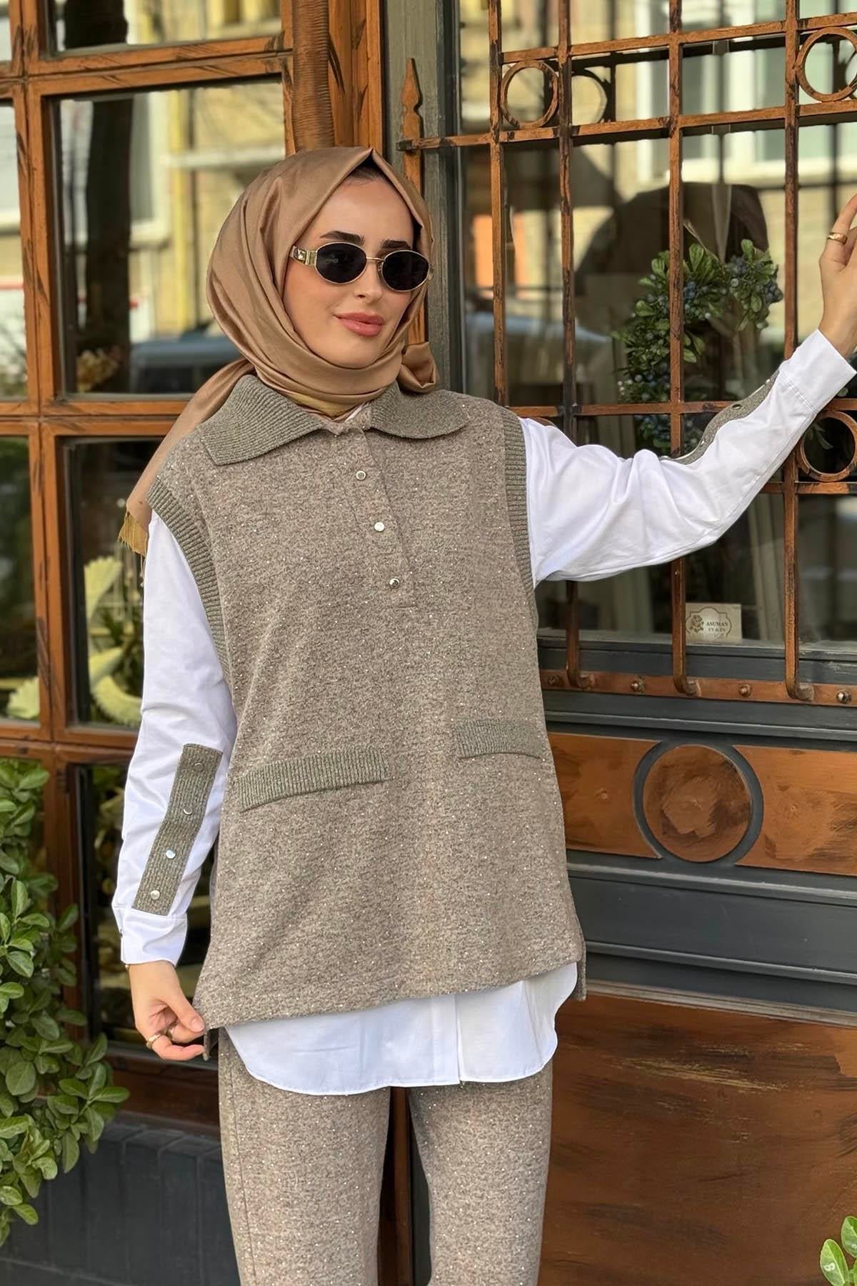 Moodbasic 3 lü Pantolonlu Takım MB24.691 Kahve