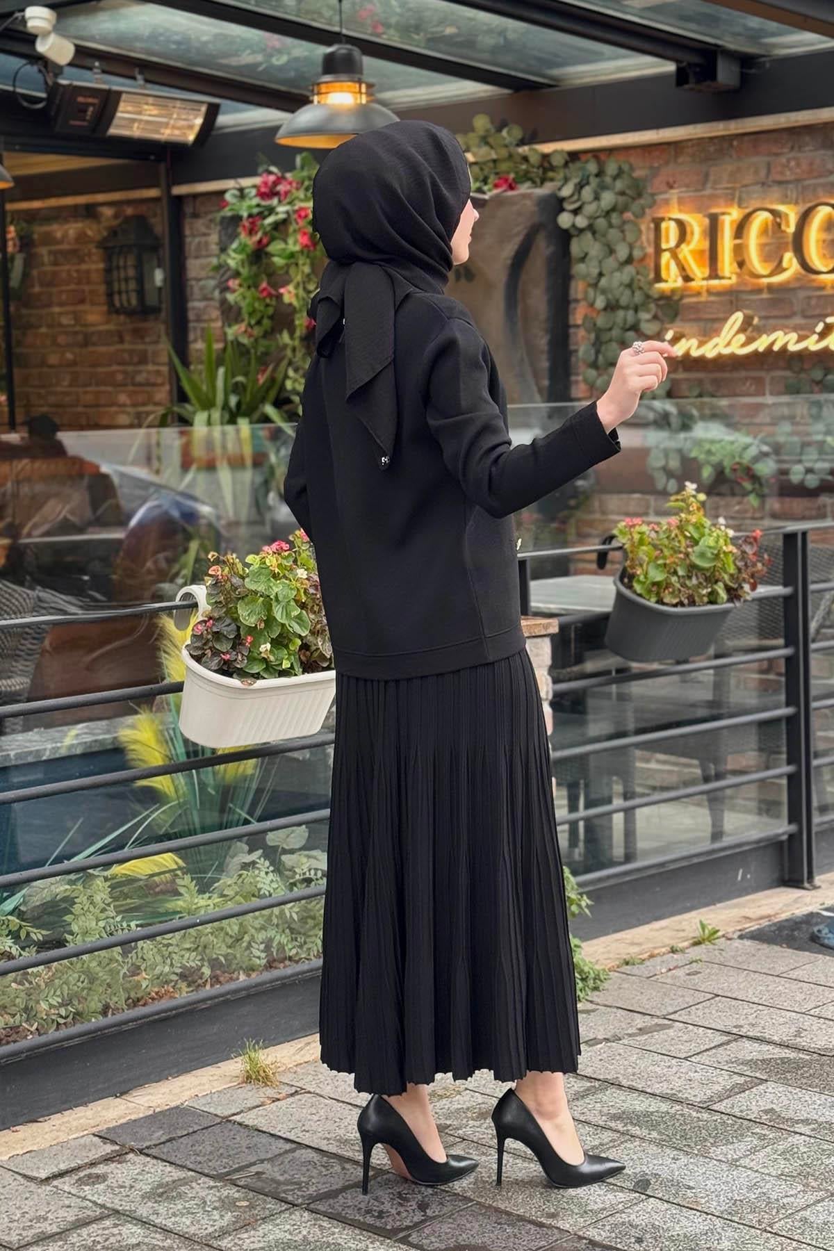 Moodbasic Düğmeli Etekli Takım MB24.700 Siyah