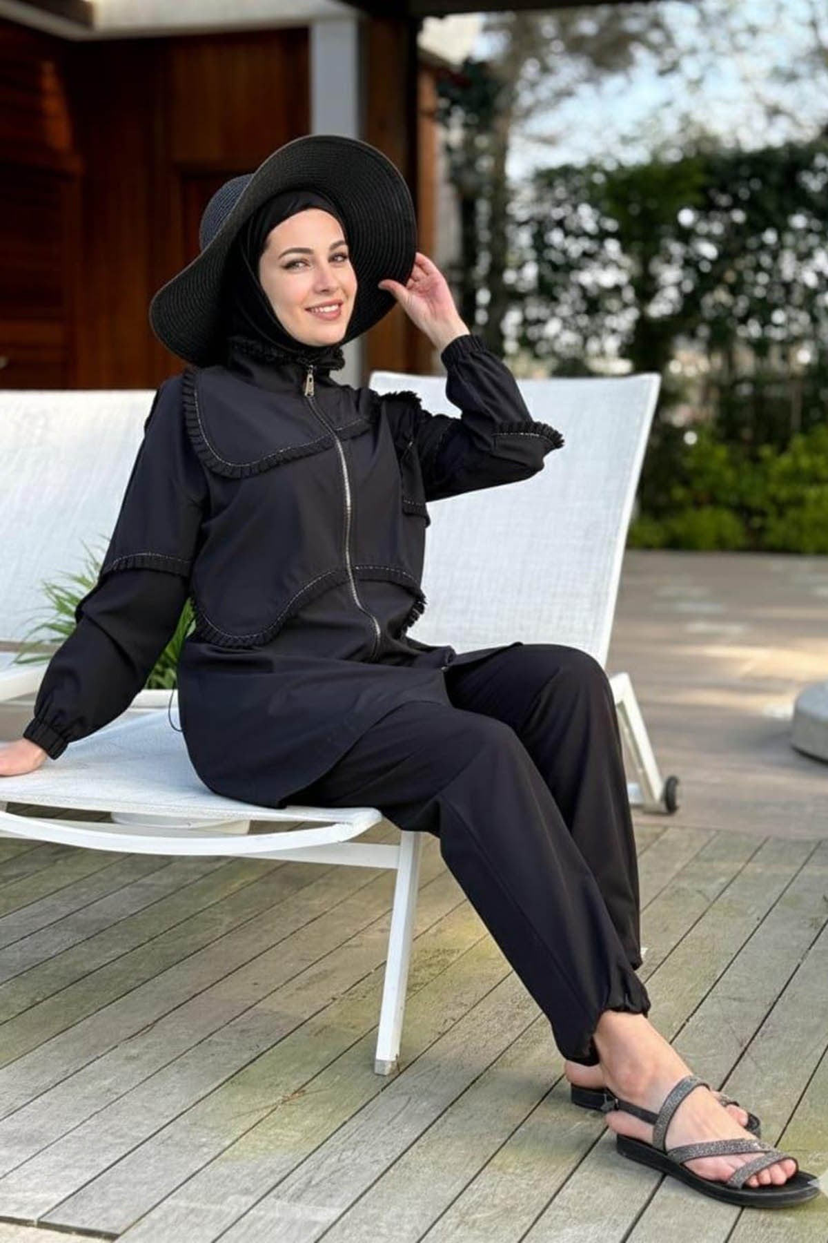 Moodbasic Fırfır Şeritli  Haşema SW36.279 Siyah