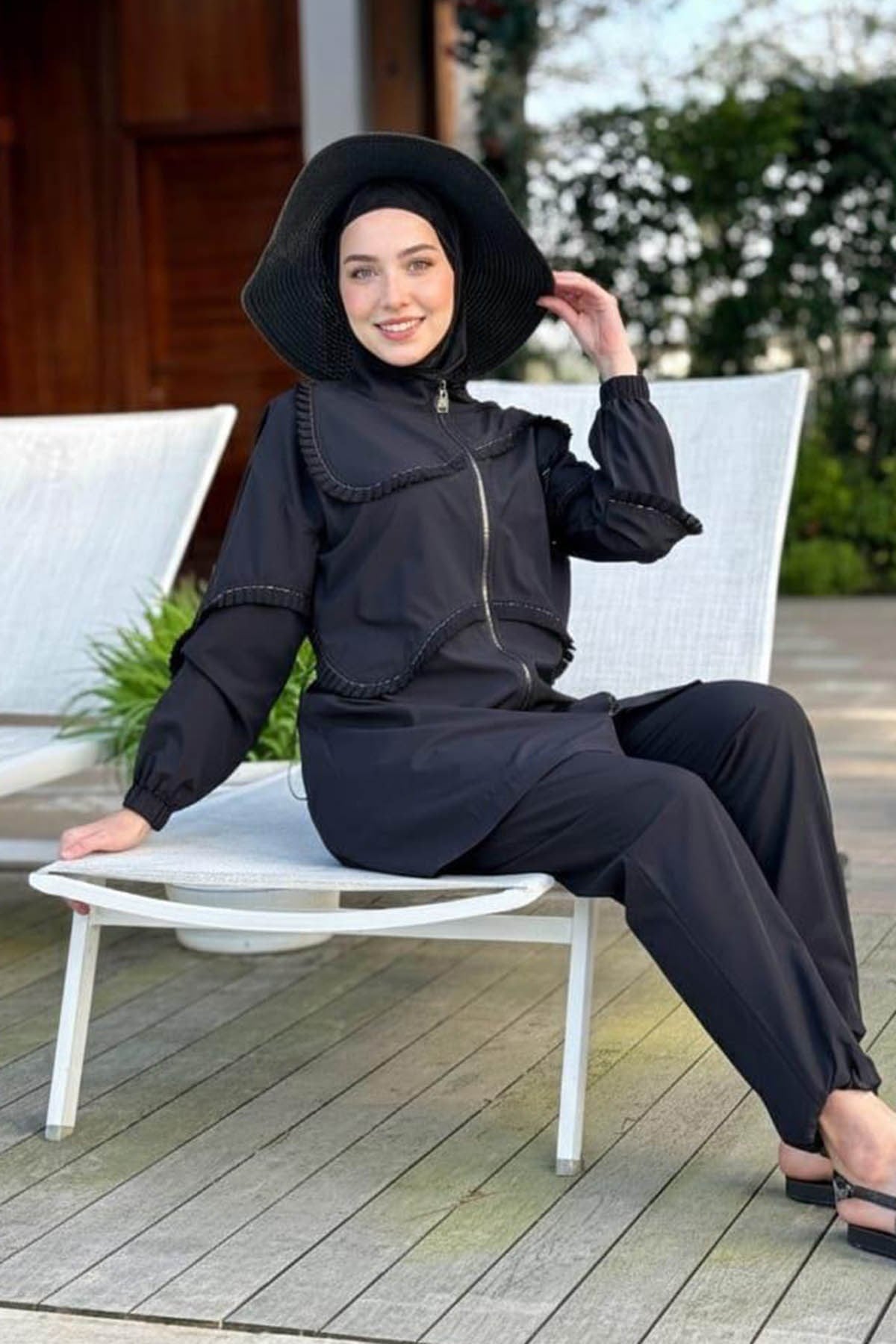 Moodbasic Fırfır Şeritli  Haşema SW36.279 Siyah