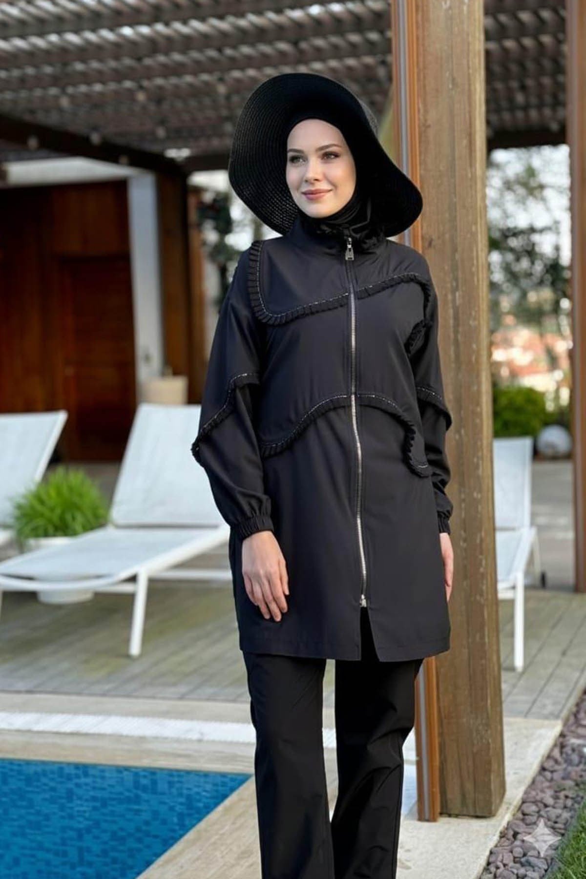 Moodbasic Fırfır Şeritli  Haşema SW36.279 Siyah