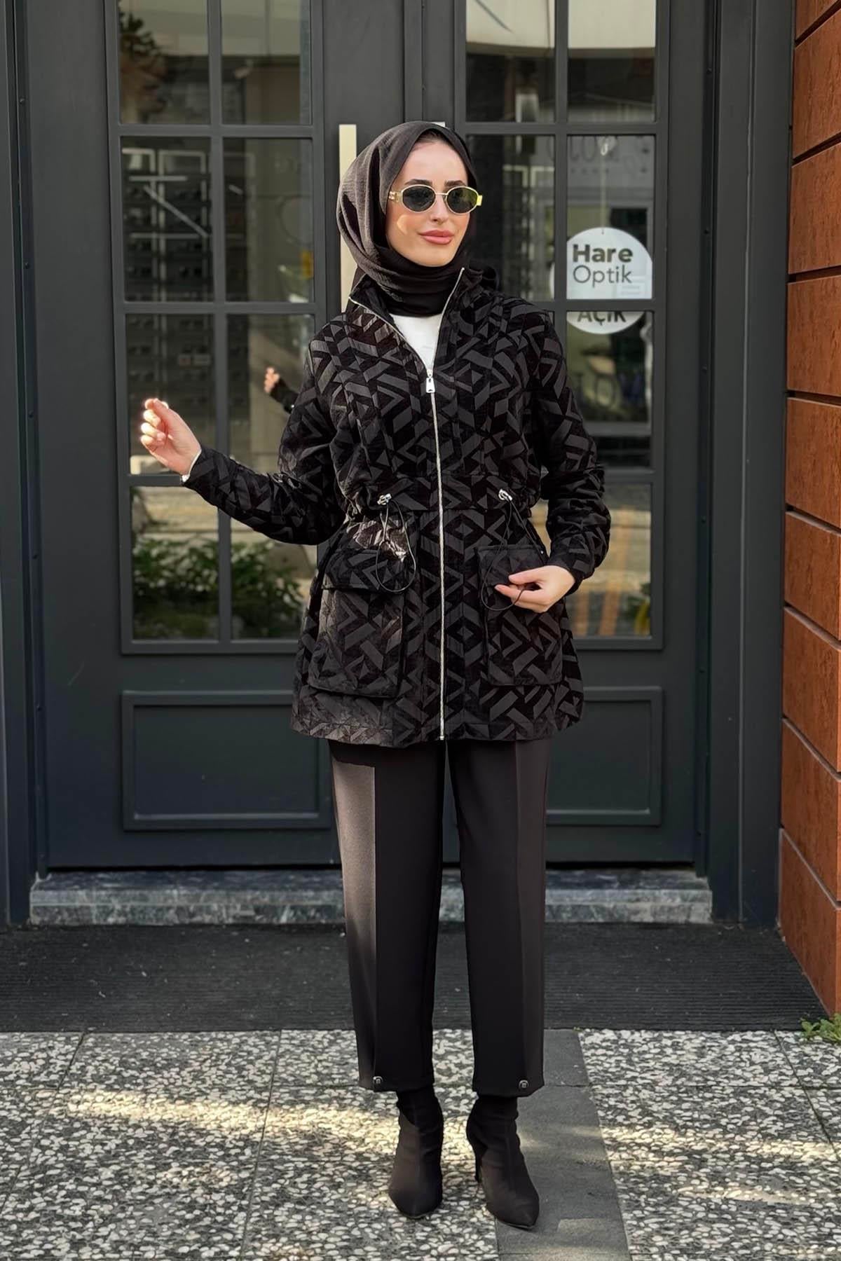 Moodbasic Jakar Desenli Kap MB15.164 Siyah