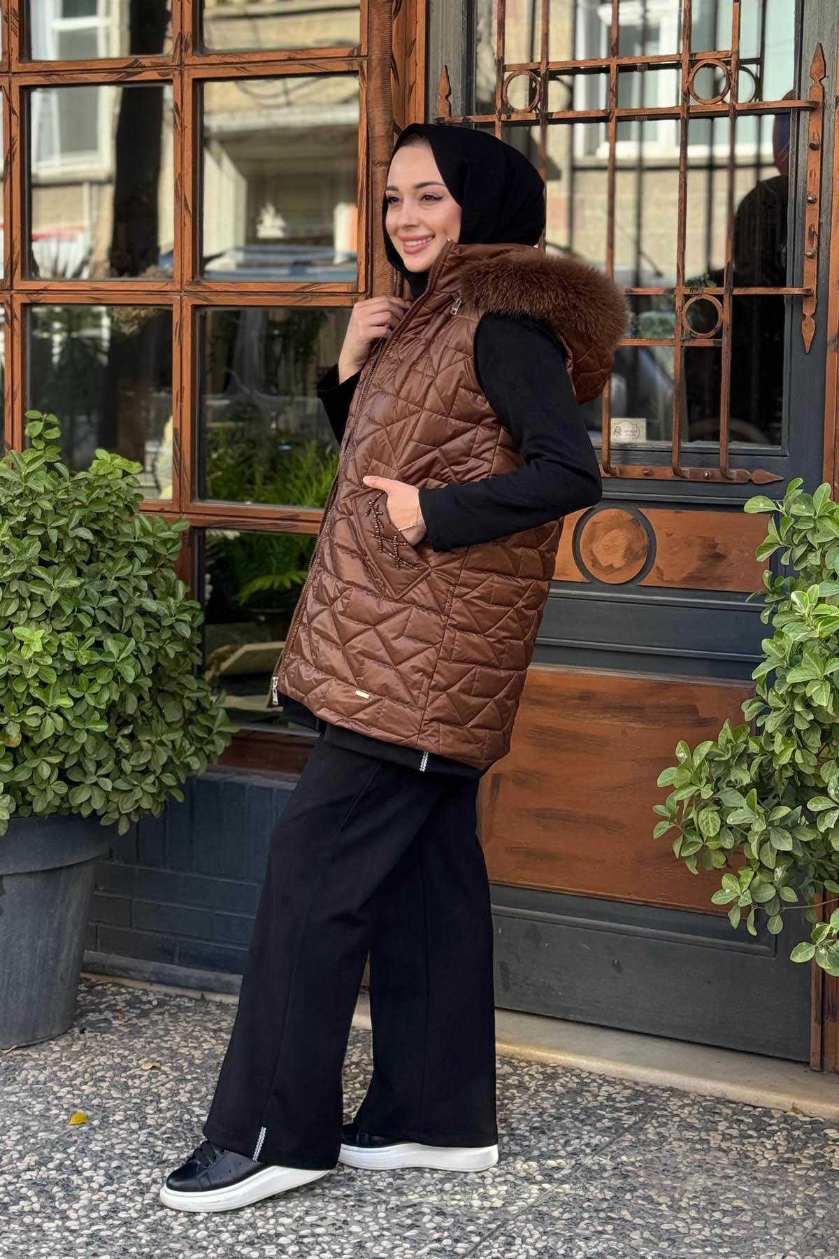 Moodbasic Kapitone Yelek MB28.77 Fındık