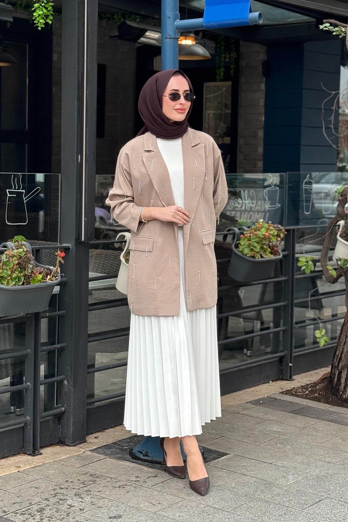 Moodbasic Keten Ceket MB04.79 Vizon