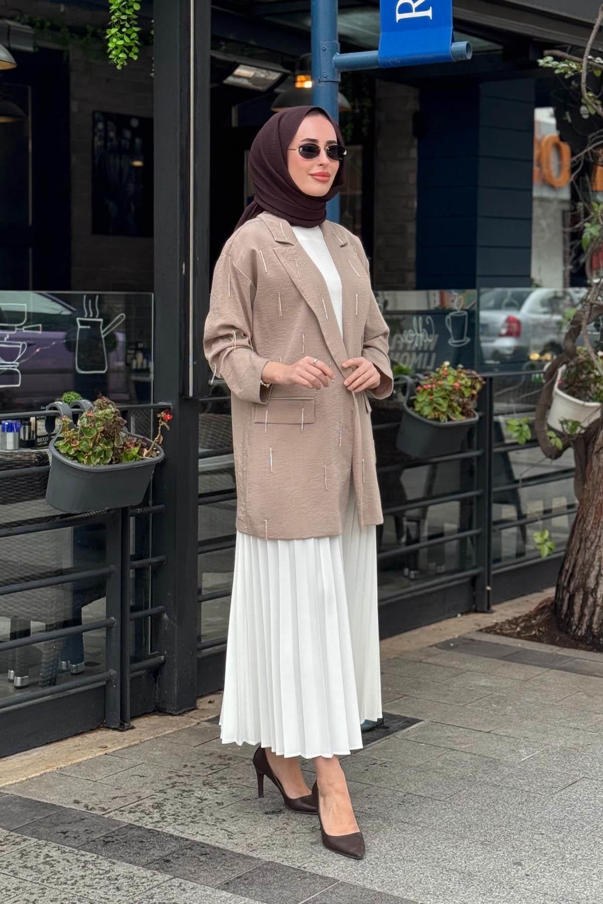 Moodbasic Keten Ceket MB04.79 Vizon