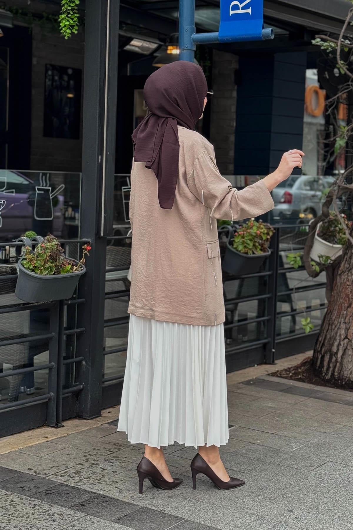 Moodbasic Keten Ceket MB04.79 Vizon