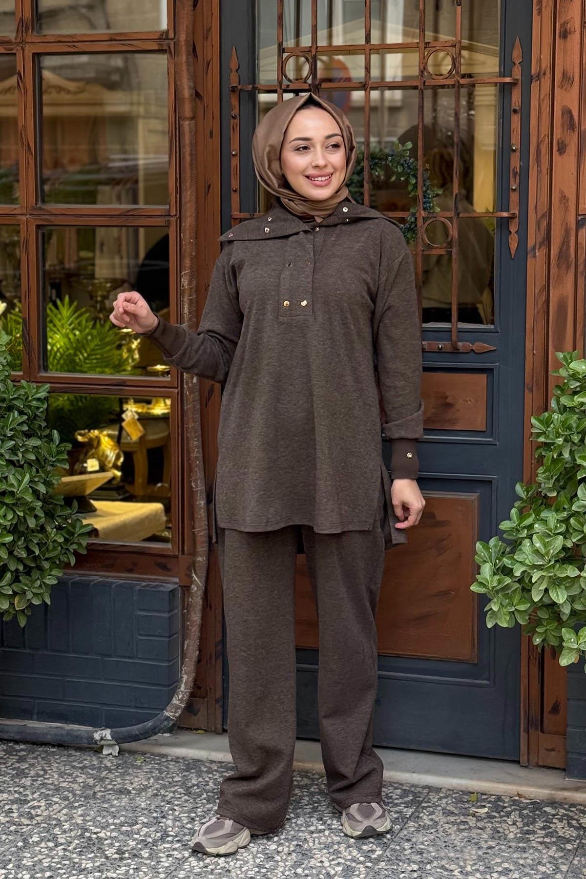 Moodbasic Pantolonlu Takım MA24.41 Kahve
