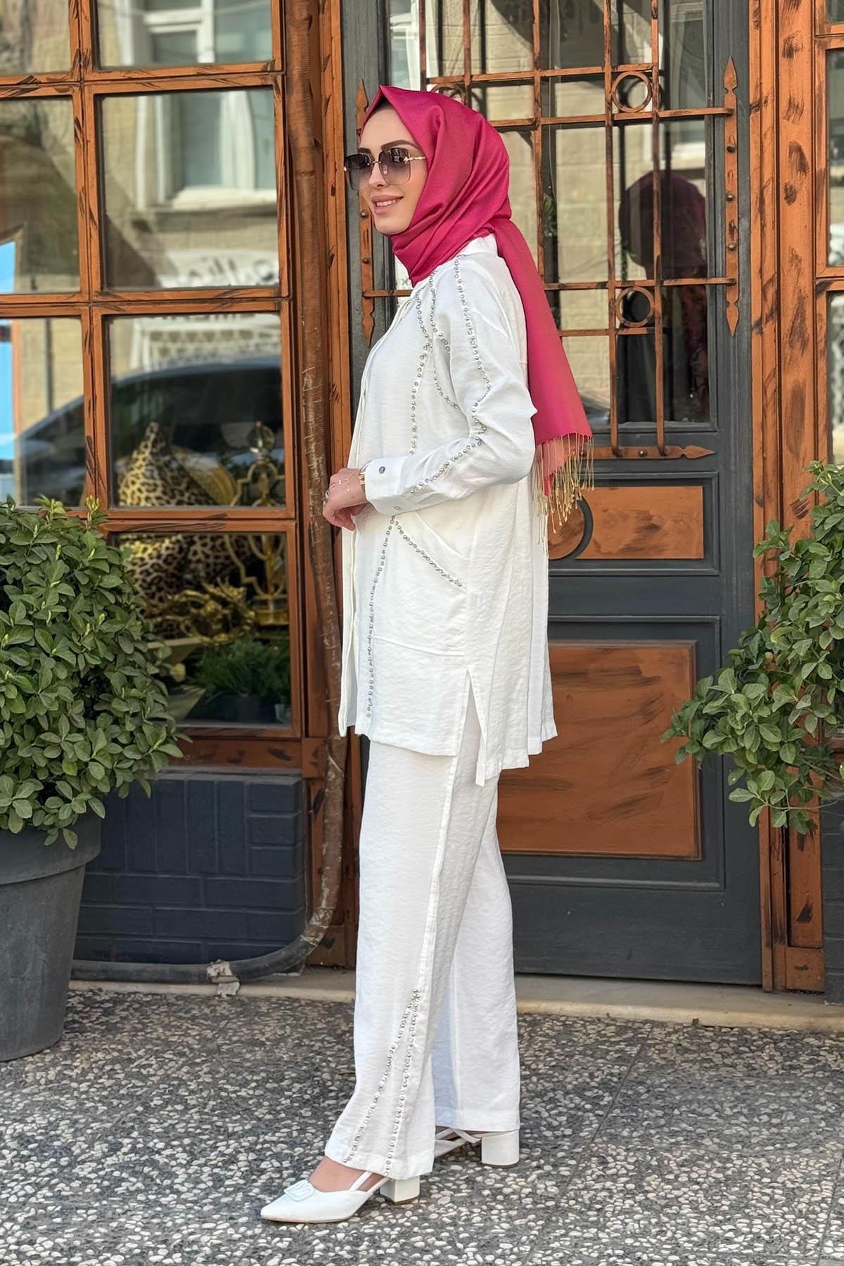 Moodbasic Pantolonlu Takım MA24.04 Ekru