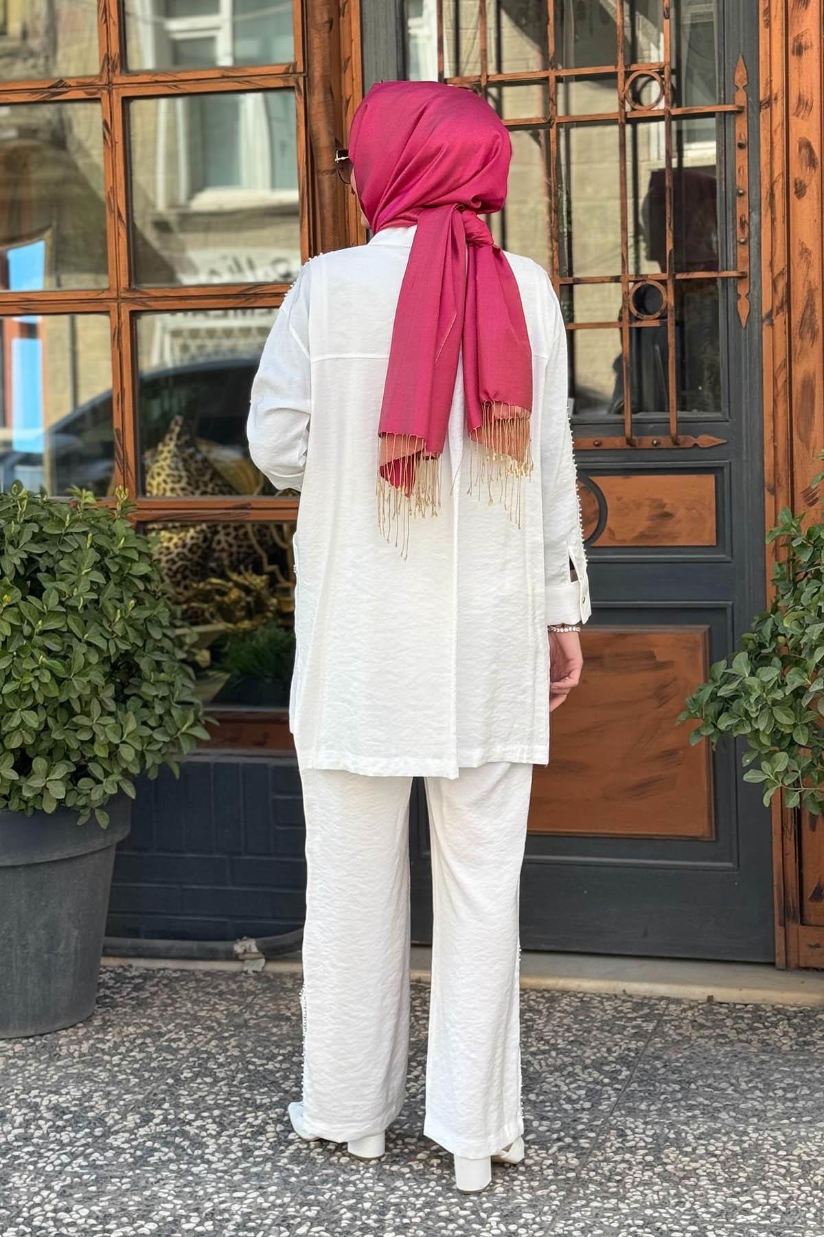 Moodbasic Pantolonlu Takım MA24.04 Ekru