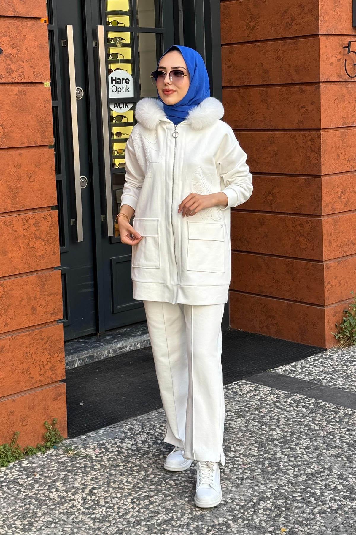 Moodbasic Pantolonlu Takım MB24.706 Ekru