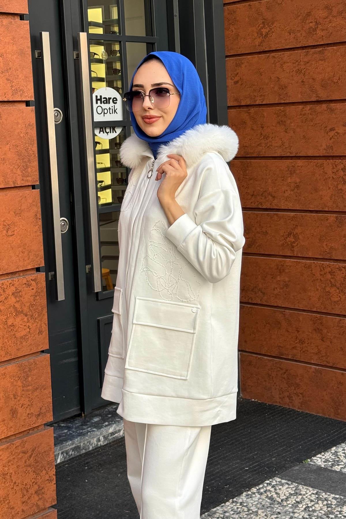 Moodbasic Pantolonlu Takım MB24.706 Ekru