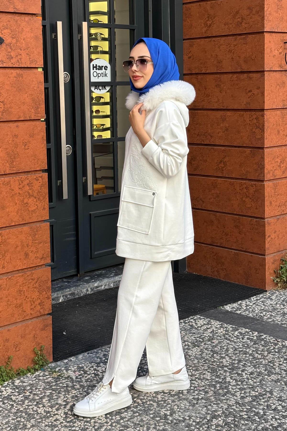 Moodbasic Pantolonlu Takım MB24.706 Ekru