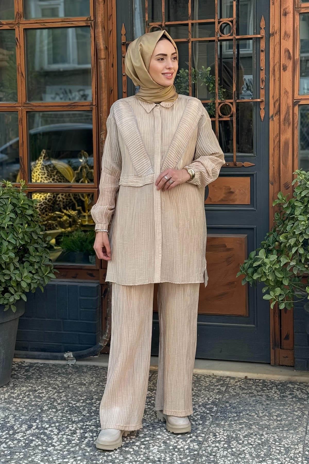 Moodbasic Pantolonlu Takım MB24.626 Bej