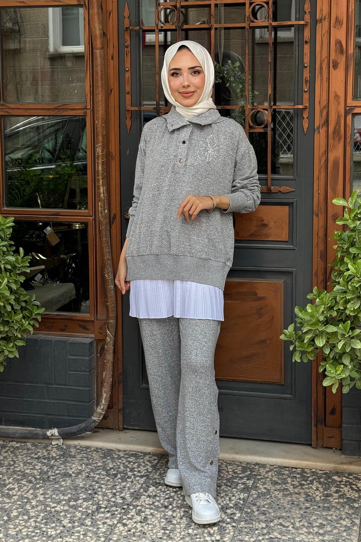 Moodbasic Pantolonlu Takım MB30.40 Gri