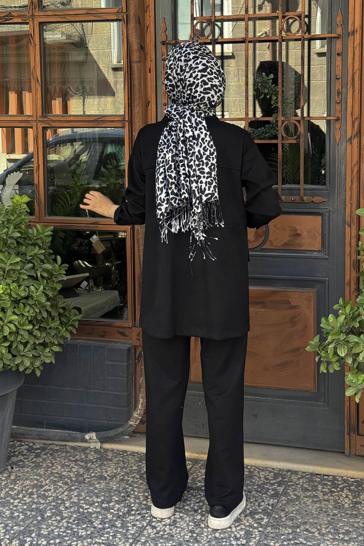 Moodbasic Süet Pantolonlu Takım MA24.34 Siyah