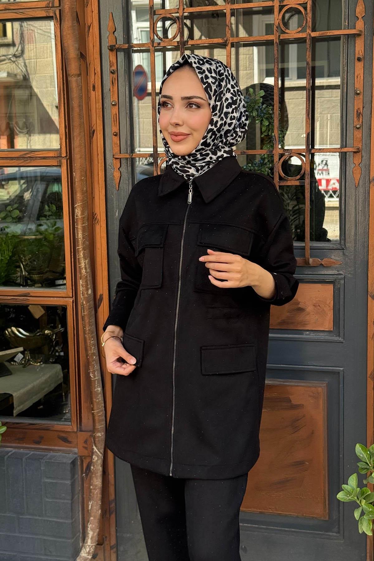 Moodbasic Süet Pantolonlu Takım MA24.34 Siyah