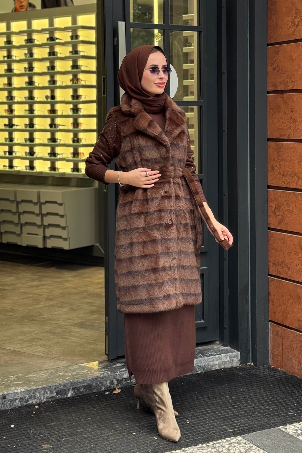 MOOR Alpine Kürk Yelek 26W1001 Kahve