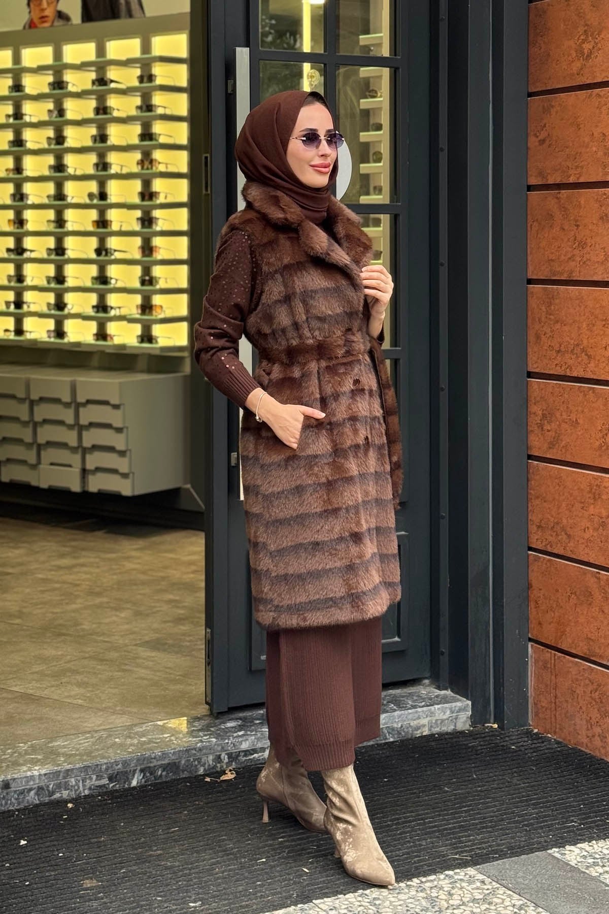 MOOR Alpine Kürk Yelek 26W1001 Kahve