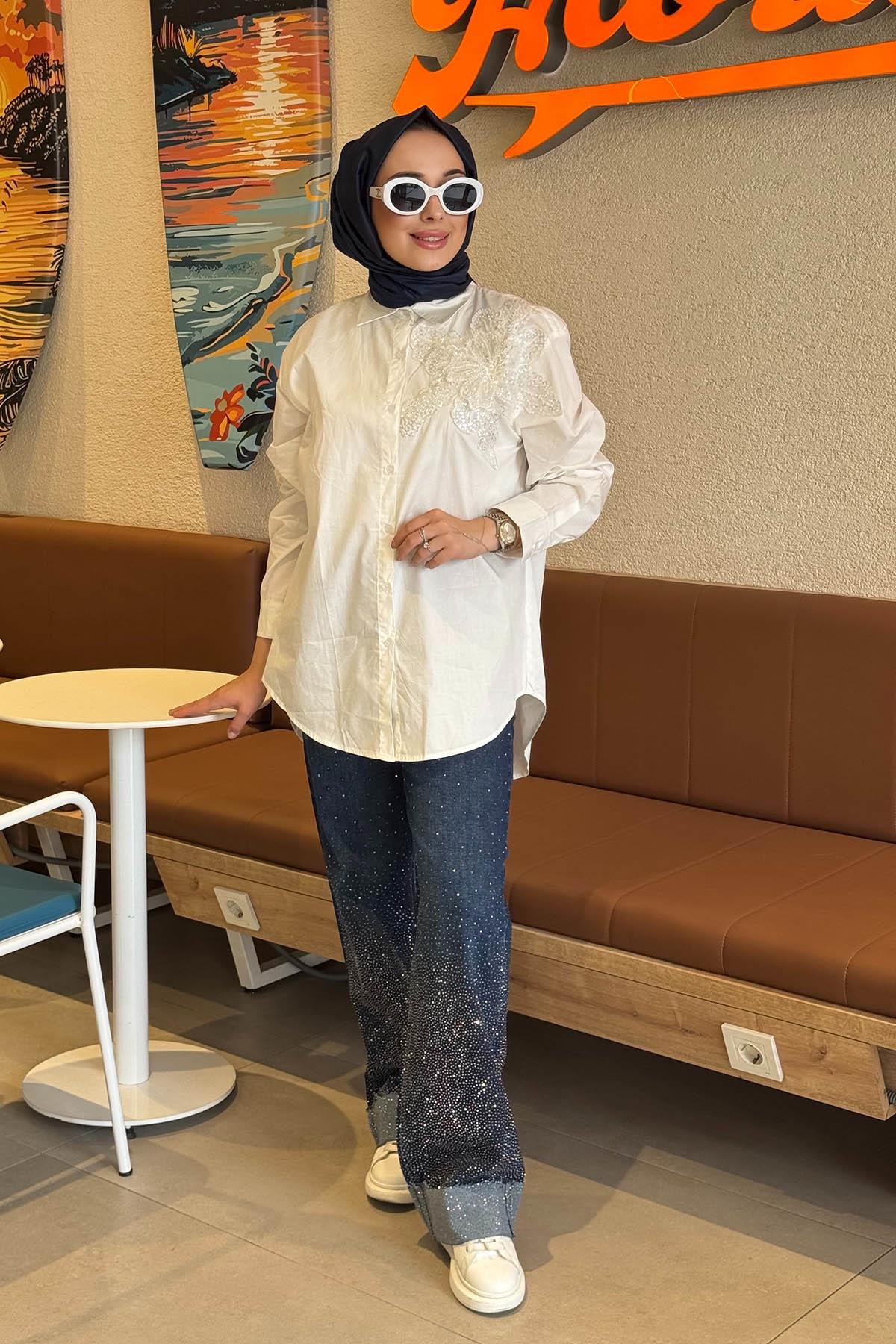 MOOR Gömlek 25W8007 Ekru