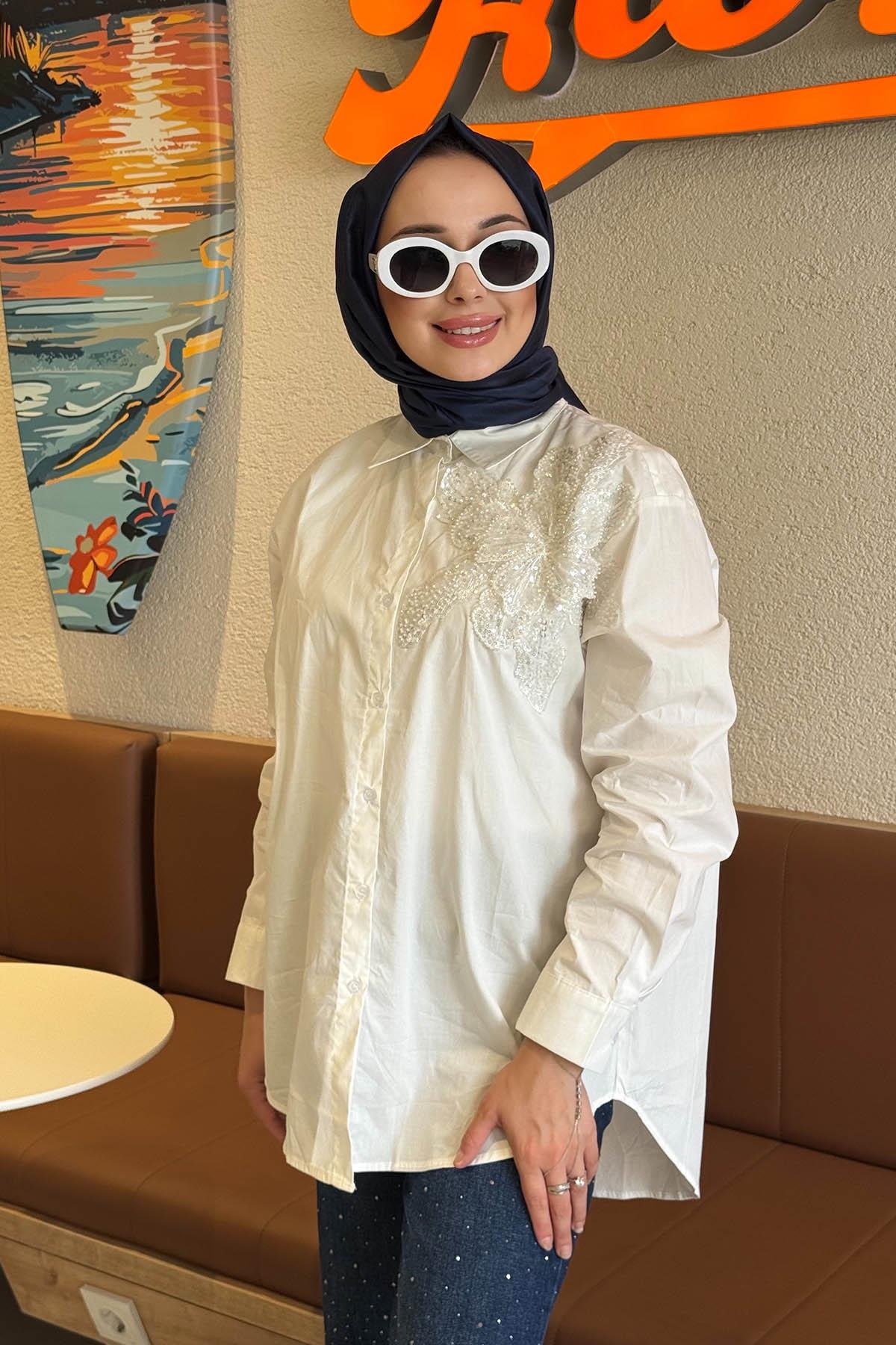 MOOR Gömlek 25W8007 Ekru