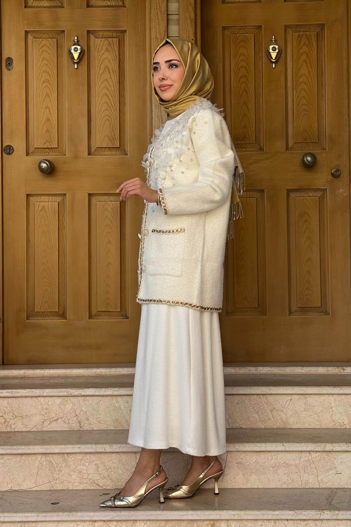 MOOR Hırka 25W6003 Ekru