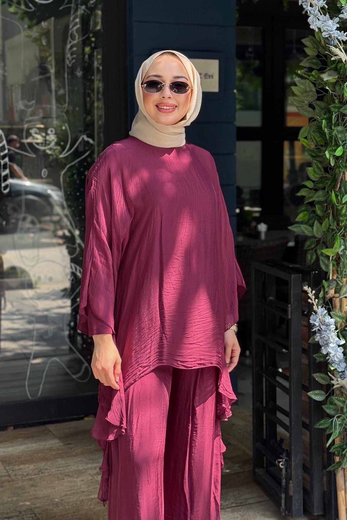 MOOR Lugn Pantolonlu Takım 26S9022 Mürdüm