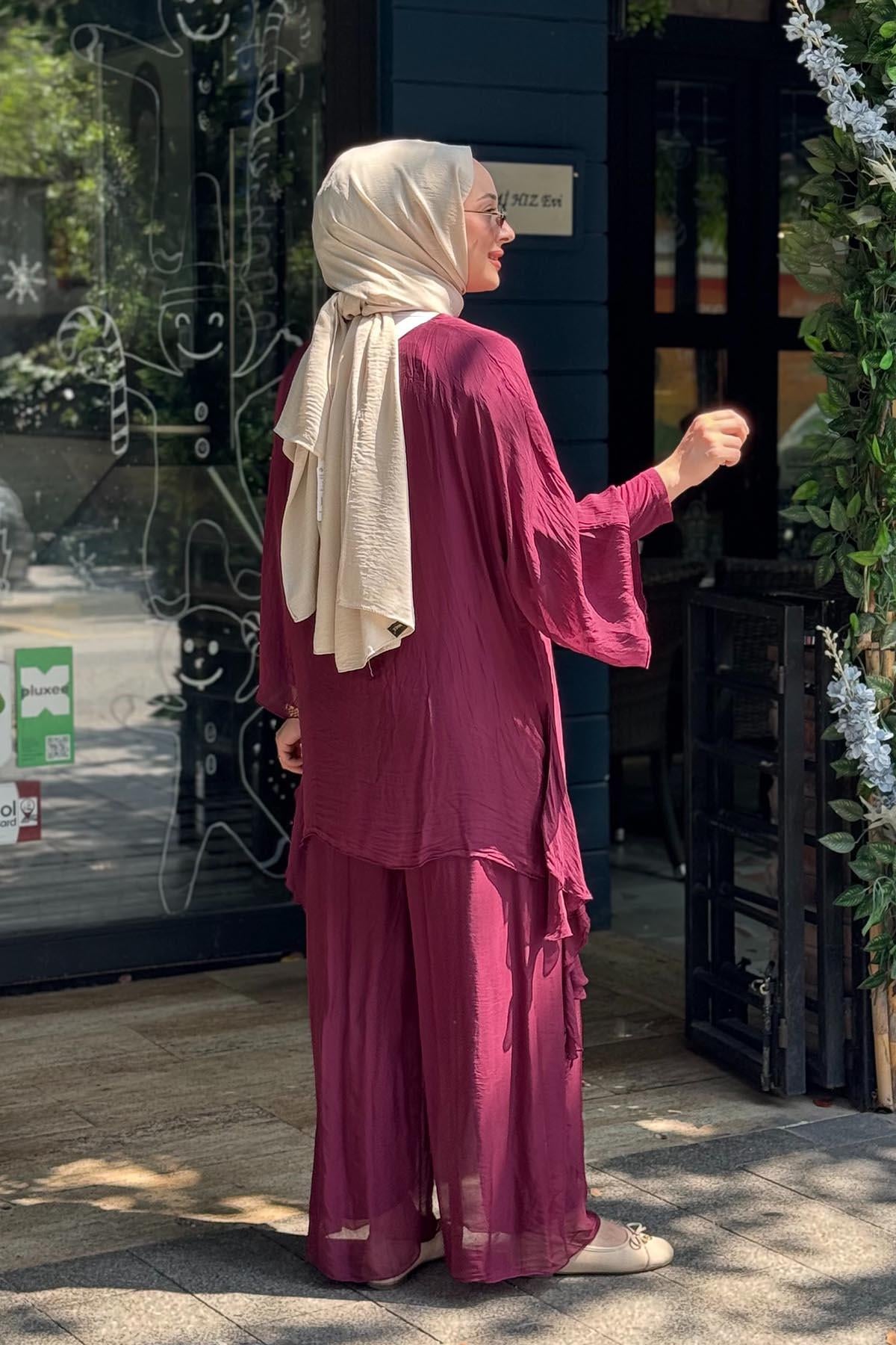 MOOR Lugn Pantolonlu Takım 26S9022 Mürdüm
