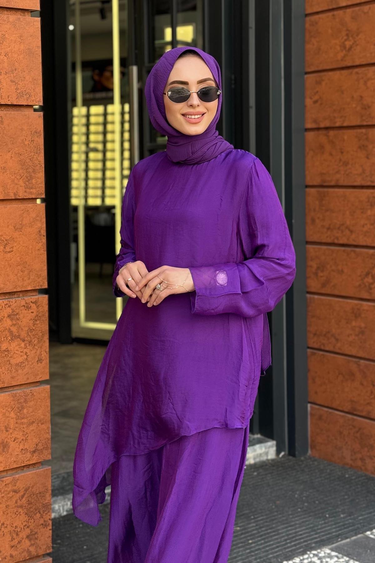 MOOR Pantolonlu Takım 25S3012 Mor