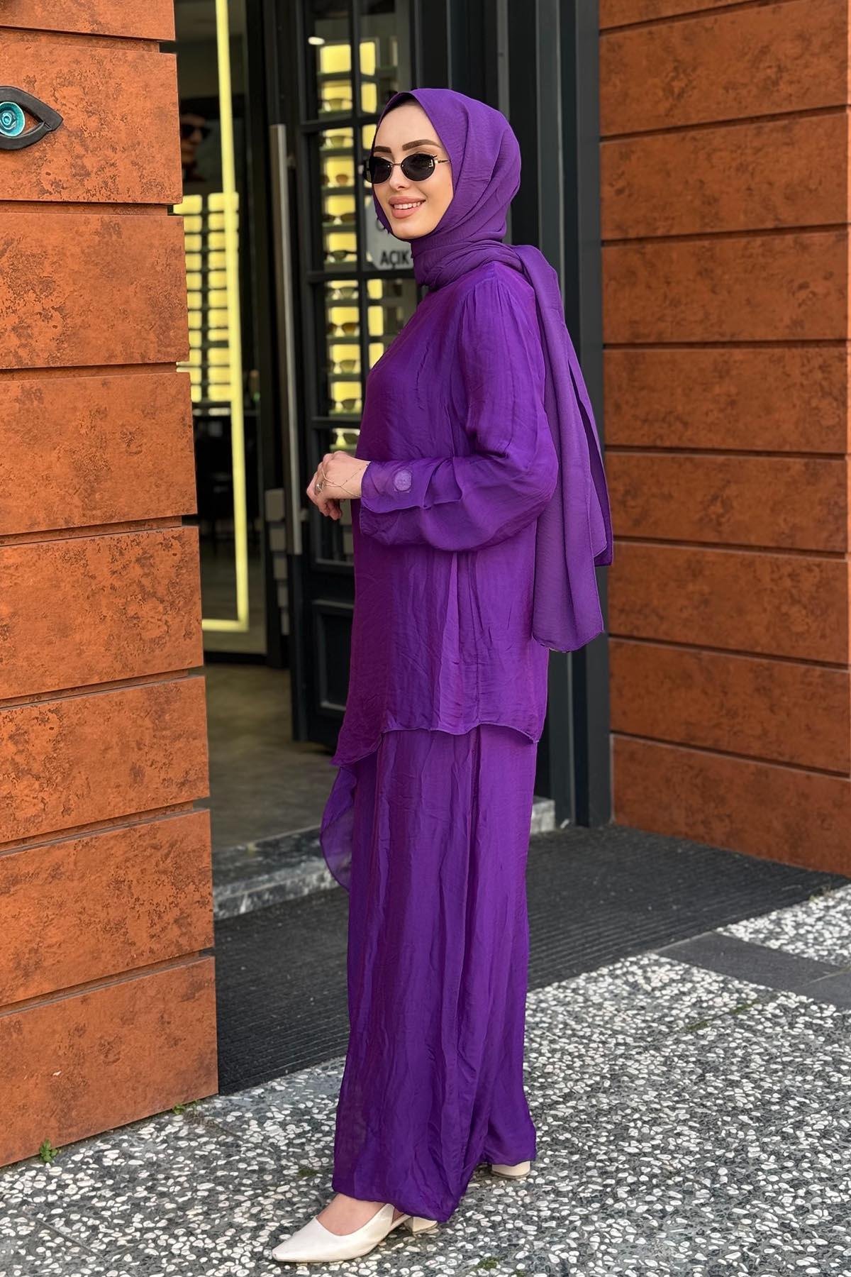 MOOR Pantolonlu Takım 25S3012 Mor