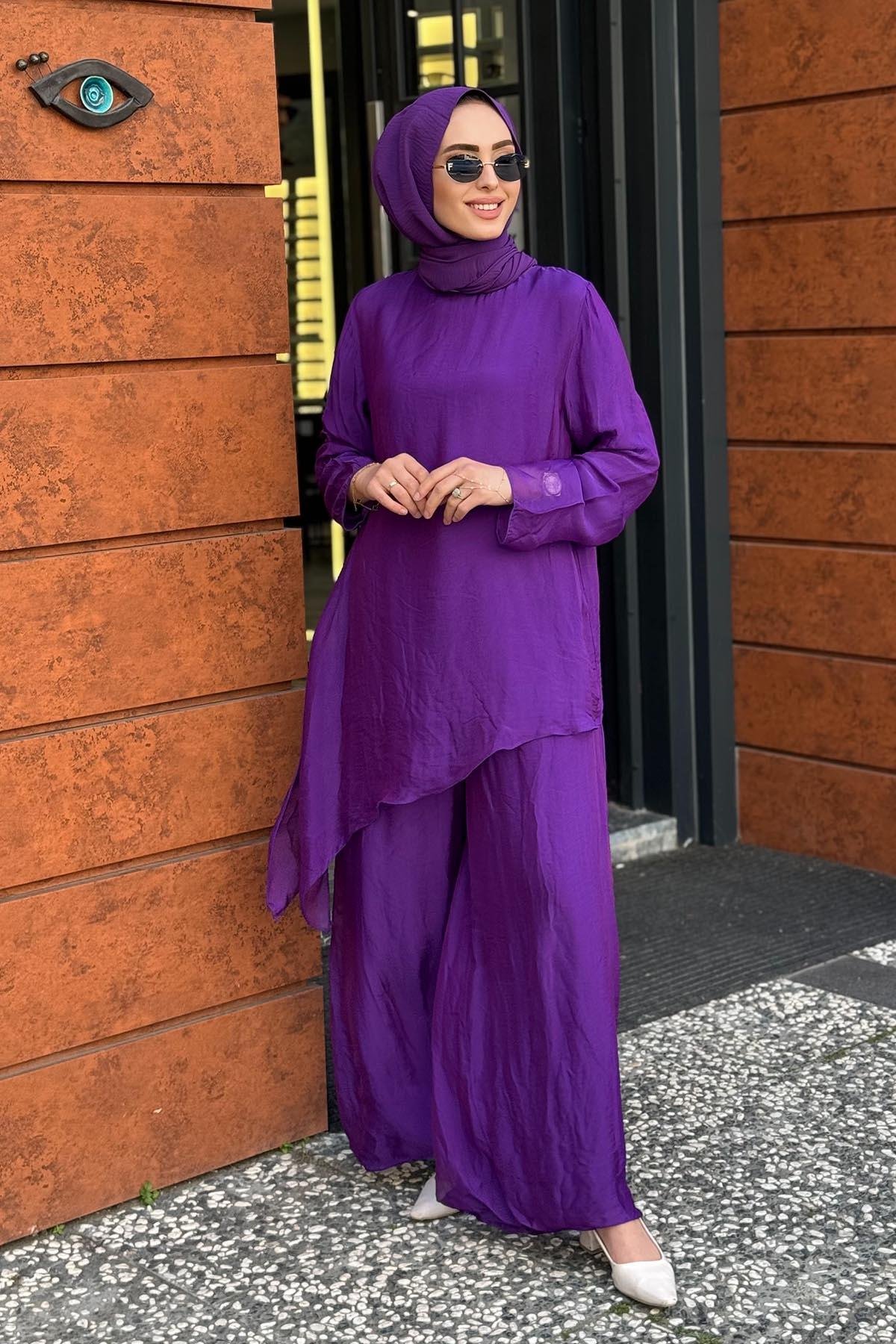 MOOR Pantolonlu Takım 25S3012 Mor