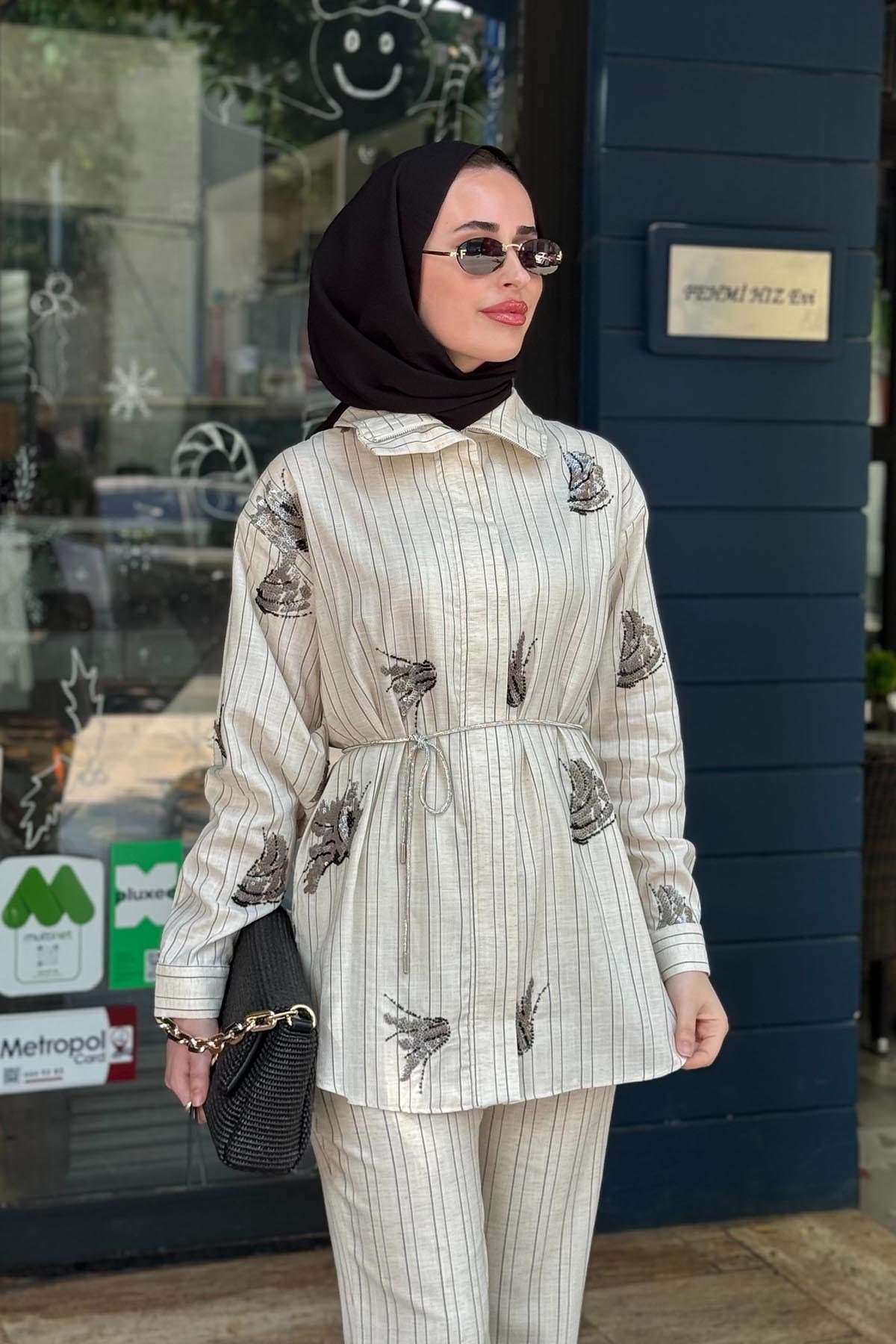 MOOR Pantolonlu Takım 26S4046 Ekru