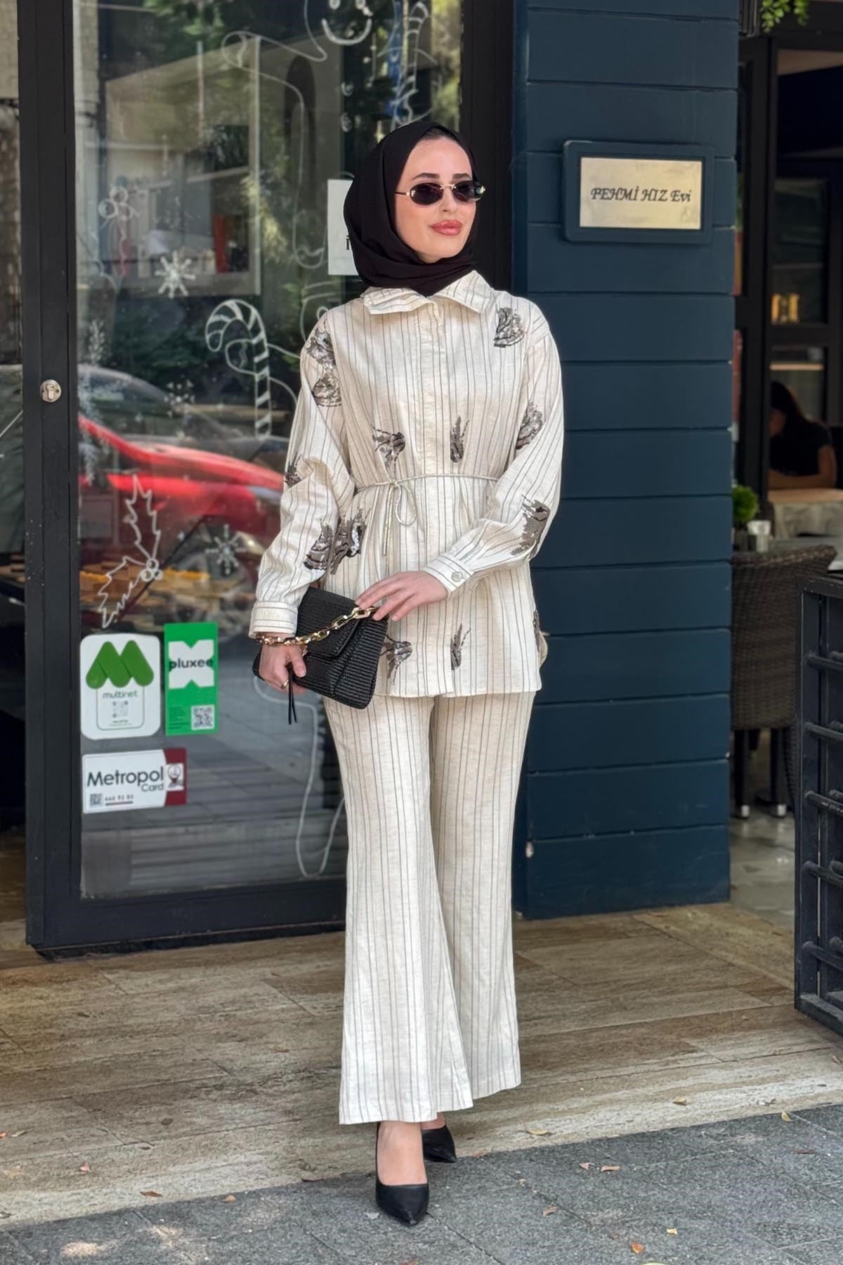 MOOR Pantolonlu Takım 26S4046 Ekru
