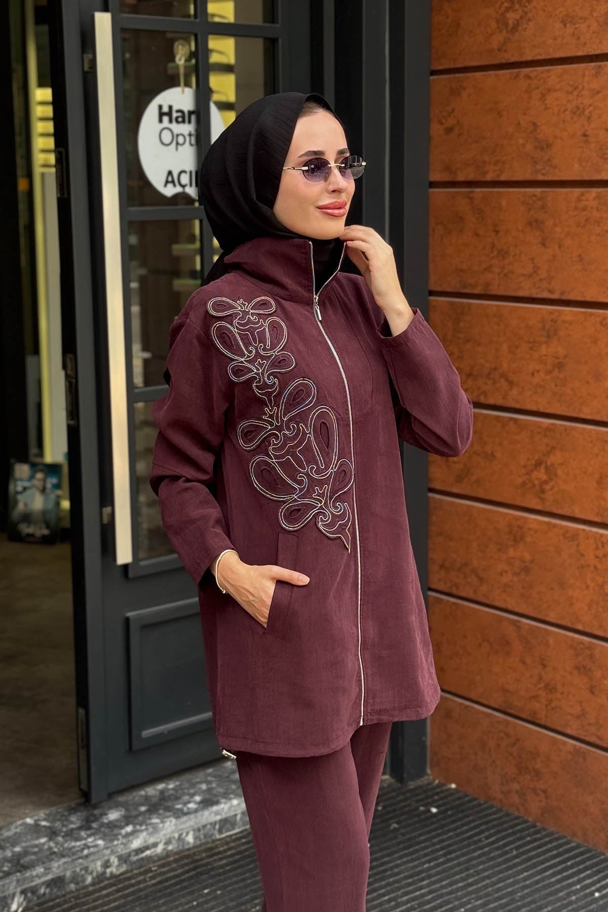 MOOROFMOOR Eline Pantolonlu Takım 26W4119 Mürdüm