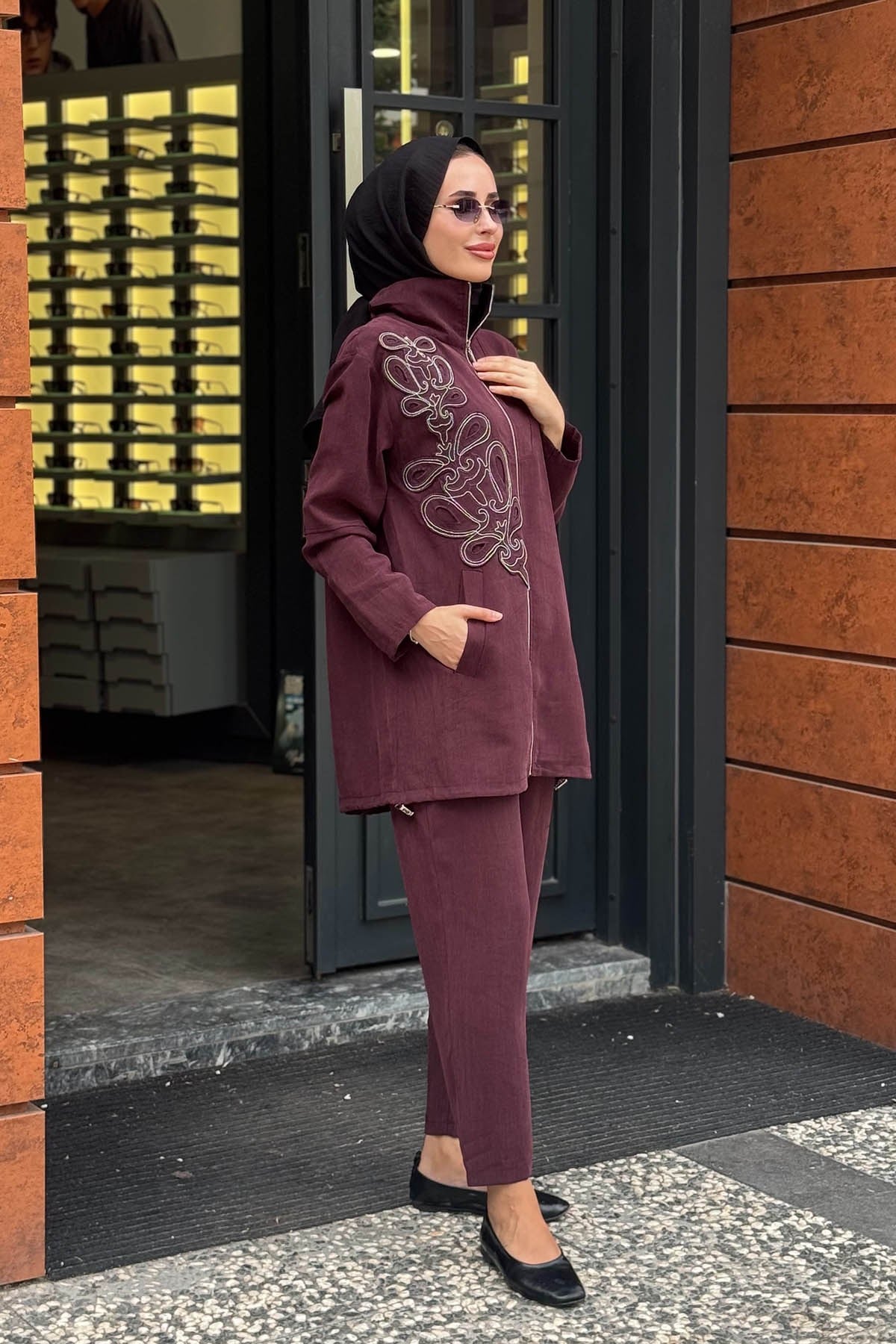 MOOROFMOOR Eline Pantolonlu Takım 26W4119 Mürdüm