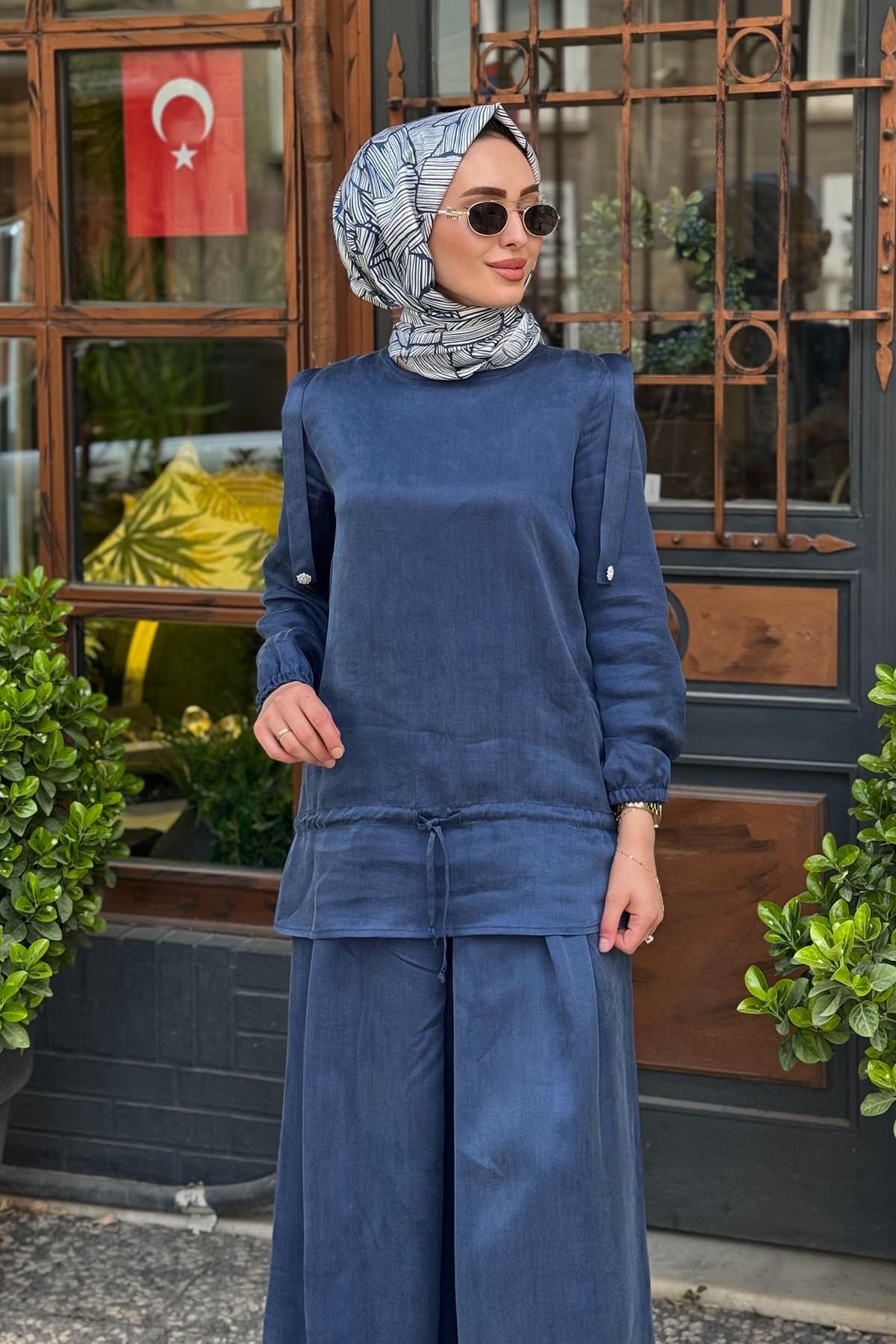 NAKİ & MASCARA Bluz 25MY2123 İndigo