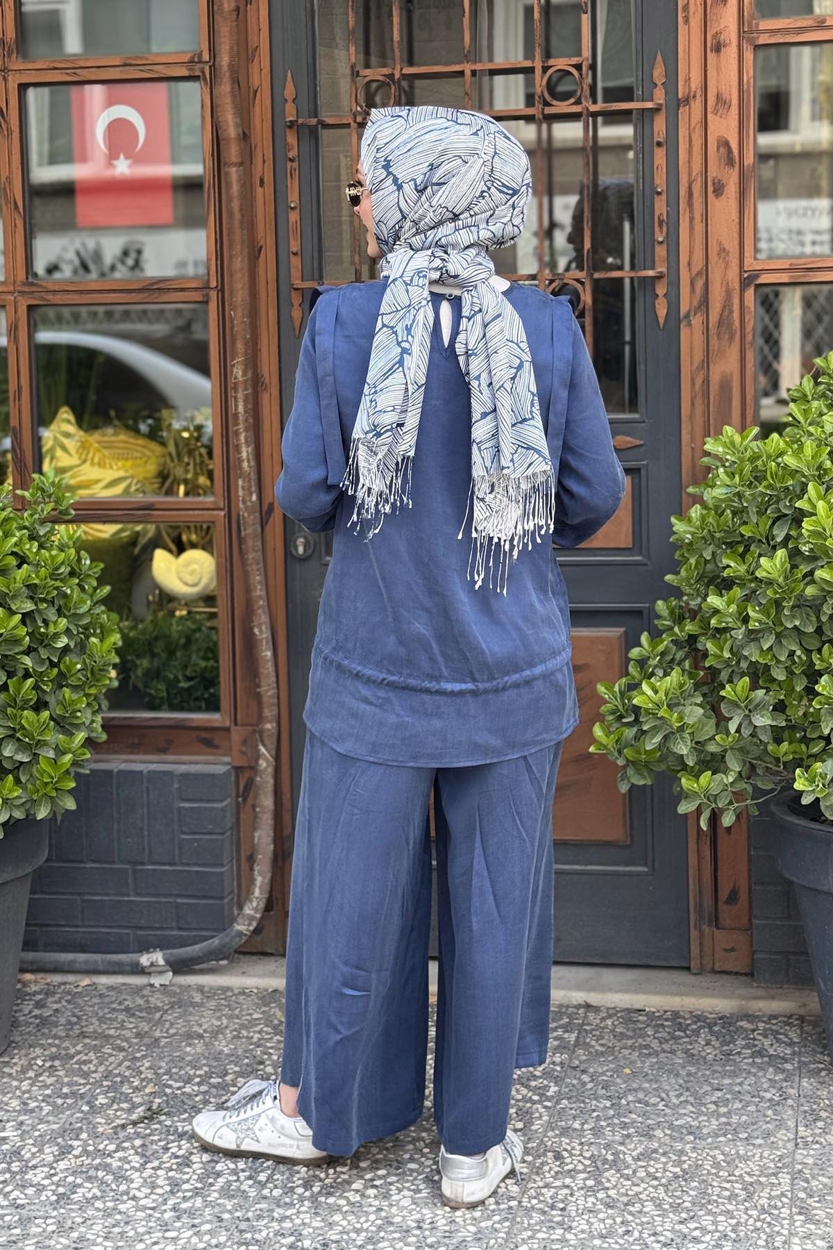 NAKİ & MASCARA Bluz 25MY2123 İndigo