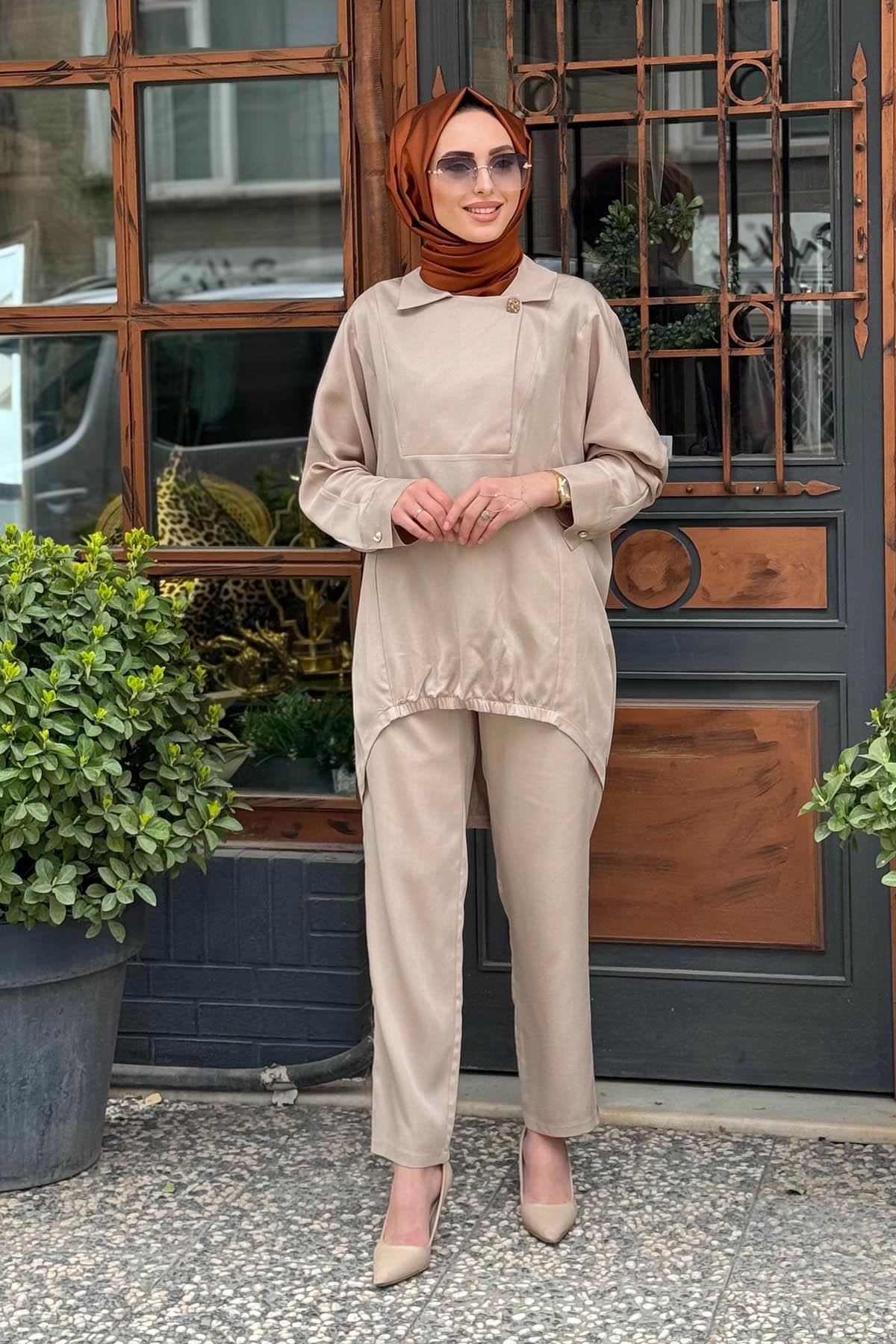 NAKİ & MASCARA Bluz 25MY2144 Bej