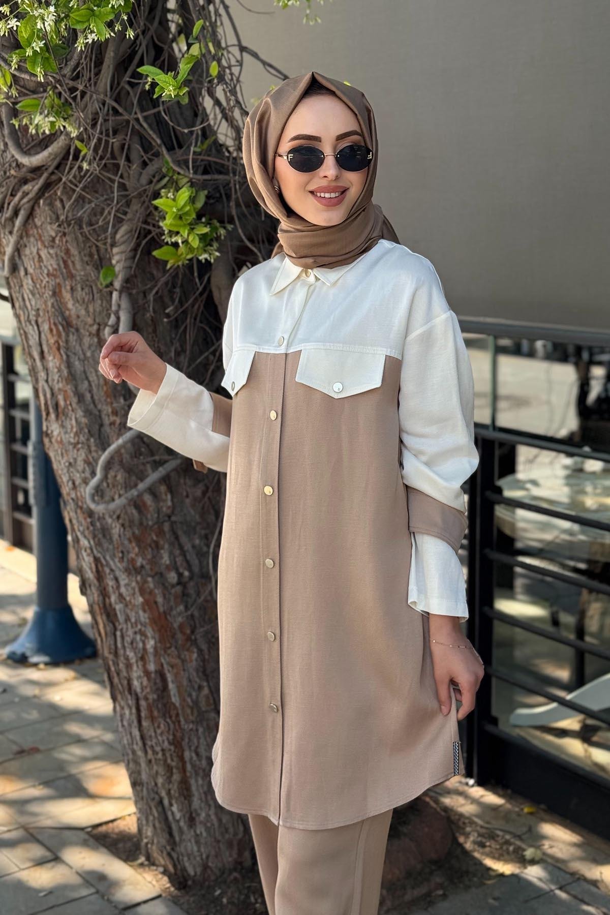 NAKİ & MASCARA Gömlek 25MY2110 Ekru